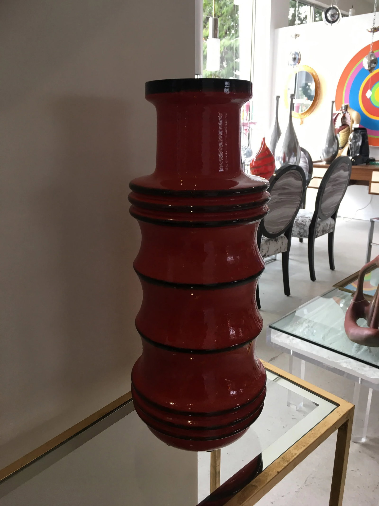 Vintage Red West German Vase - 9