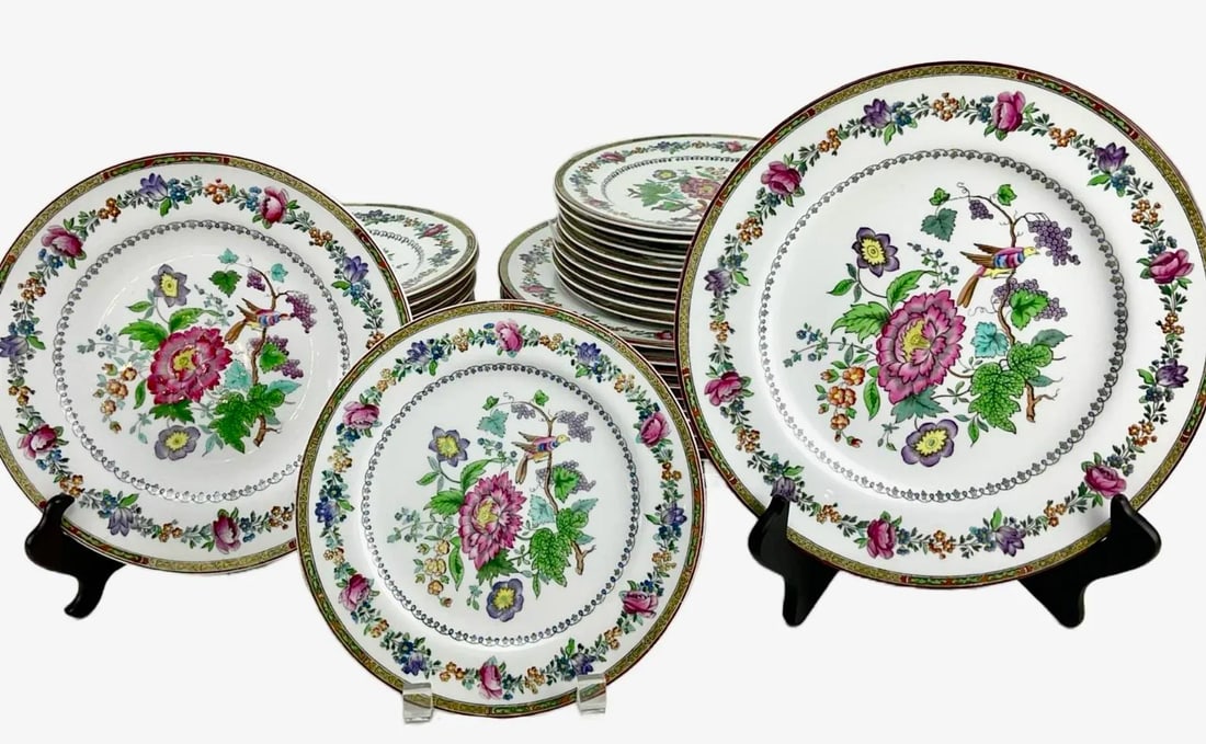 40 Plates - Spode Copeland English Bone China in Chinese Rose Pattern - 2