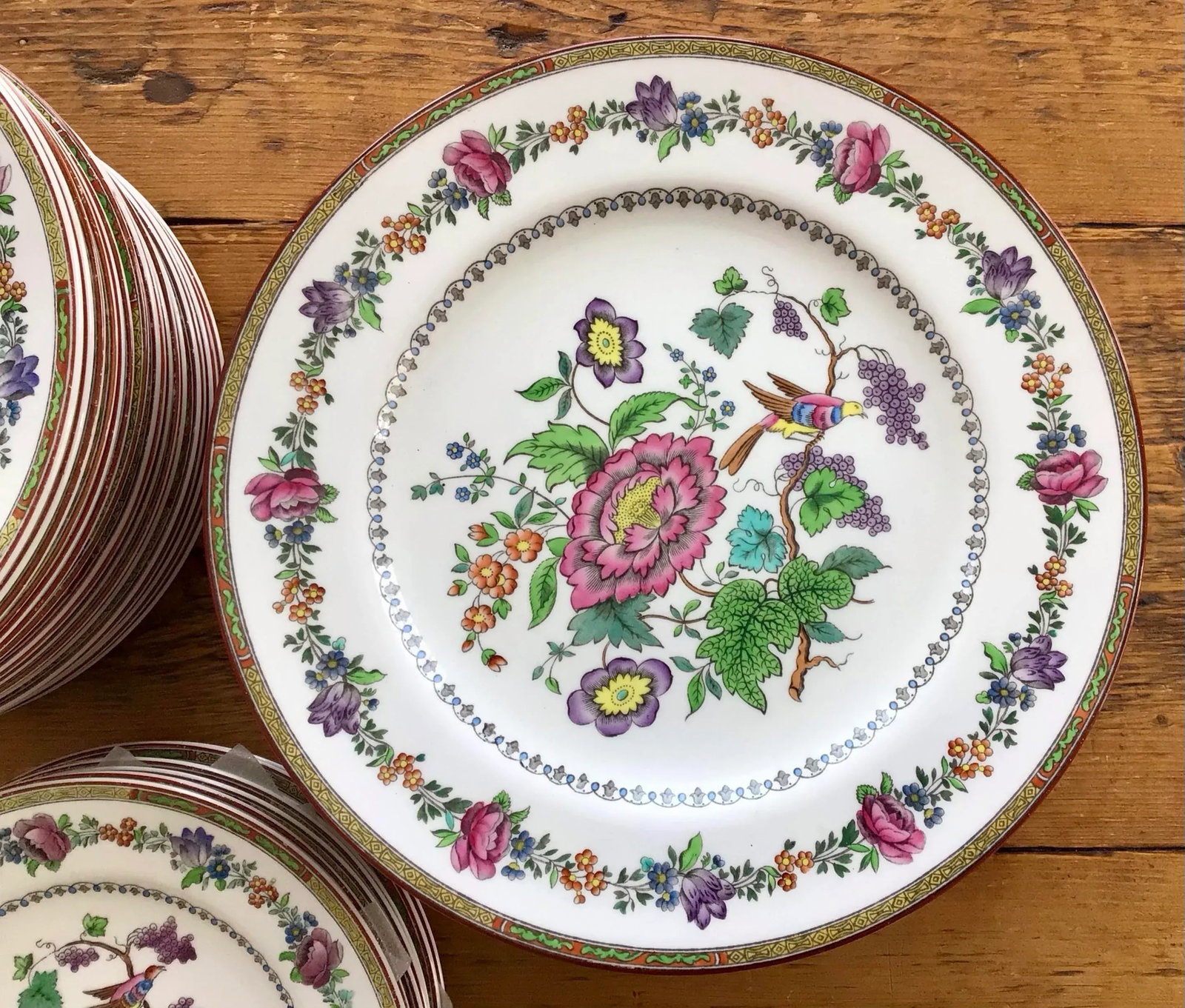 40 Plates - Spode Copeland English Bone China in Chinese Rose Pattern - 6