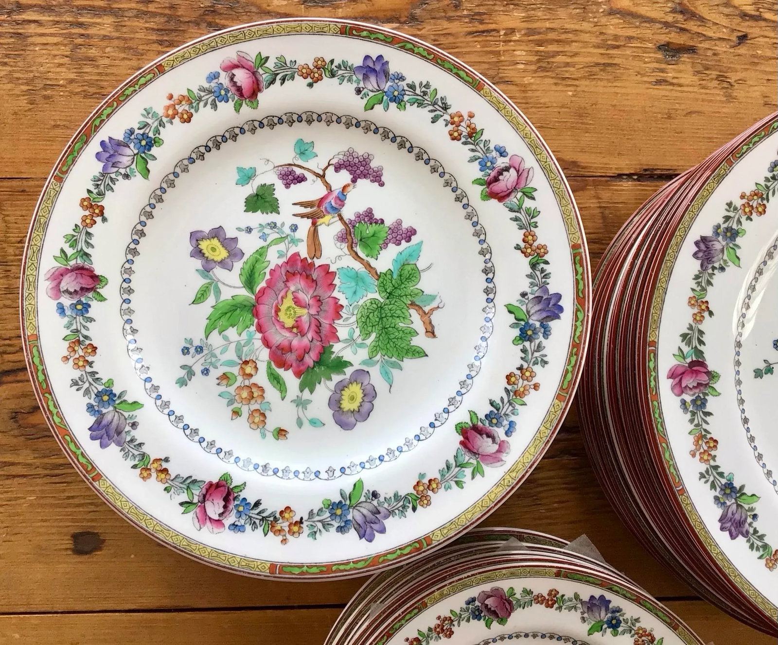 40 Plates - Spode Copeland English Bone China in Chinese Rose Pattern - 7