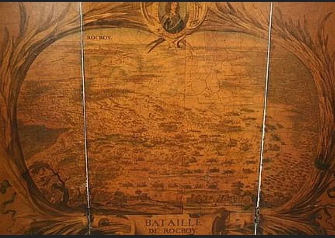Vintage French Three-Panel Folding Screen - Battle of Rocroi, C. 1920s - 4