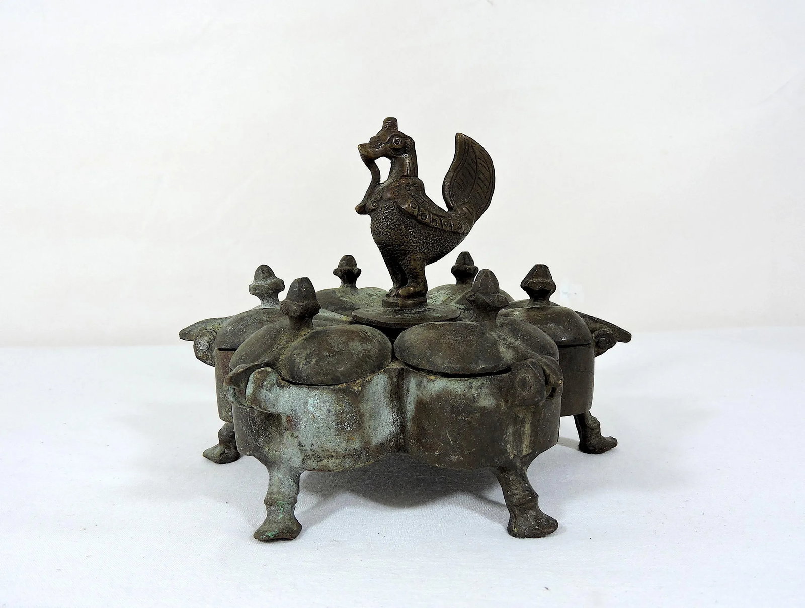 Antique Metal Indian 'Raj' Spice Container / Storage Box With Sacred Bird Finial - 3