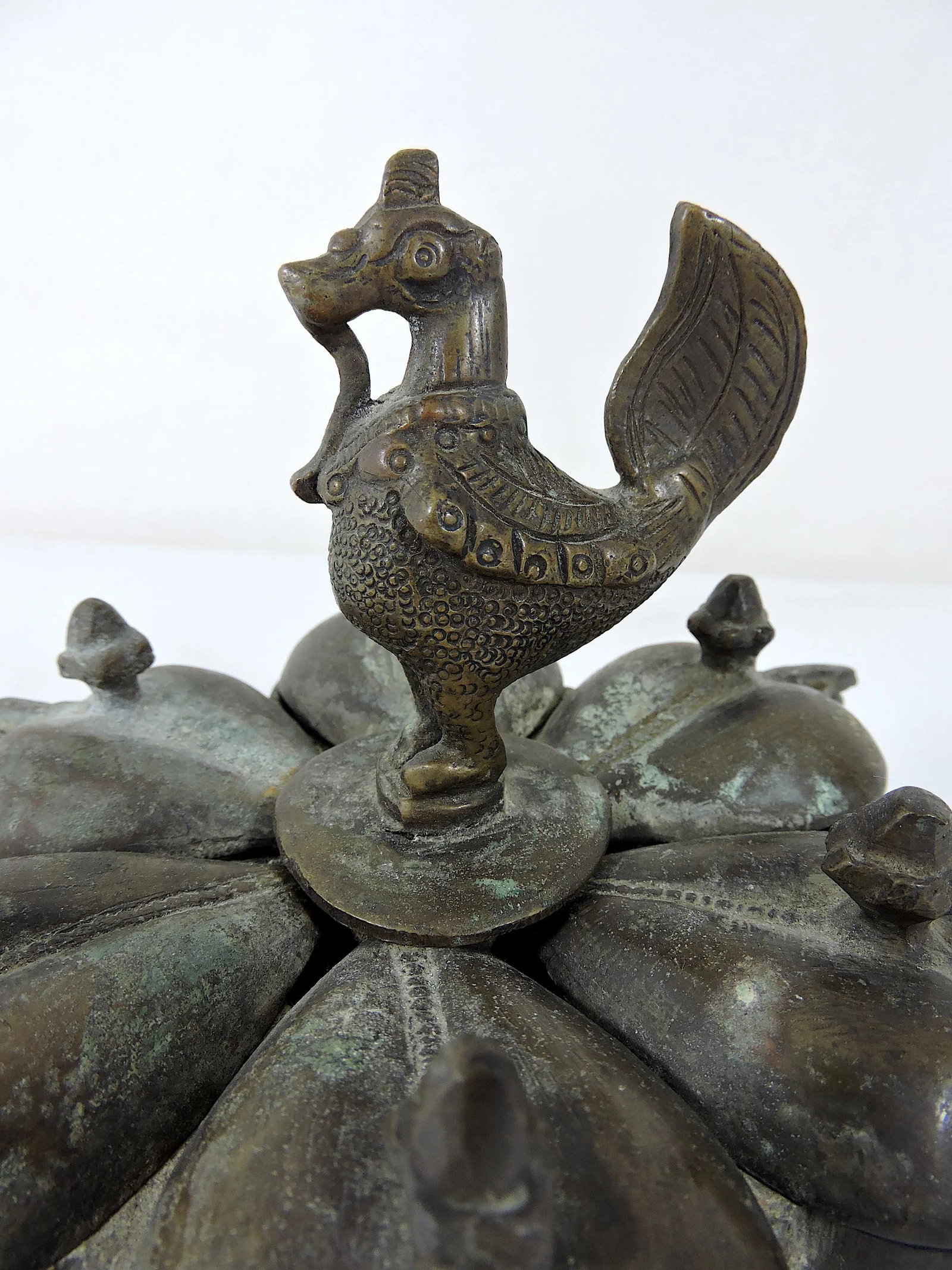 Antique Metal Indian 'Raj' Spice Container / Storage Box With Sacred Bird Finial - 4