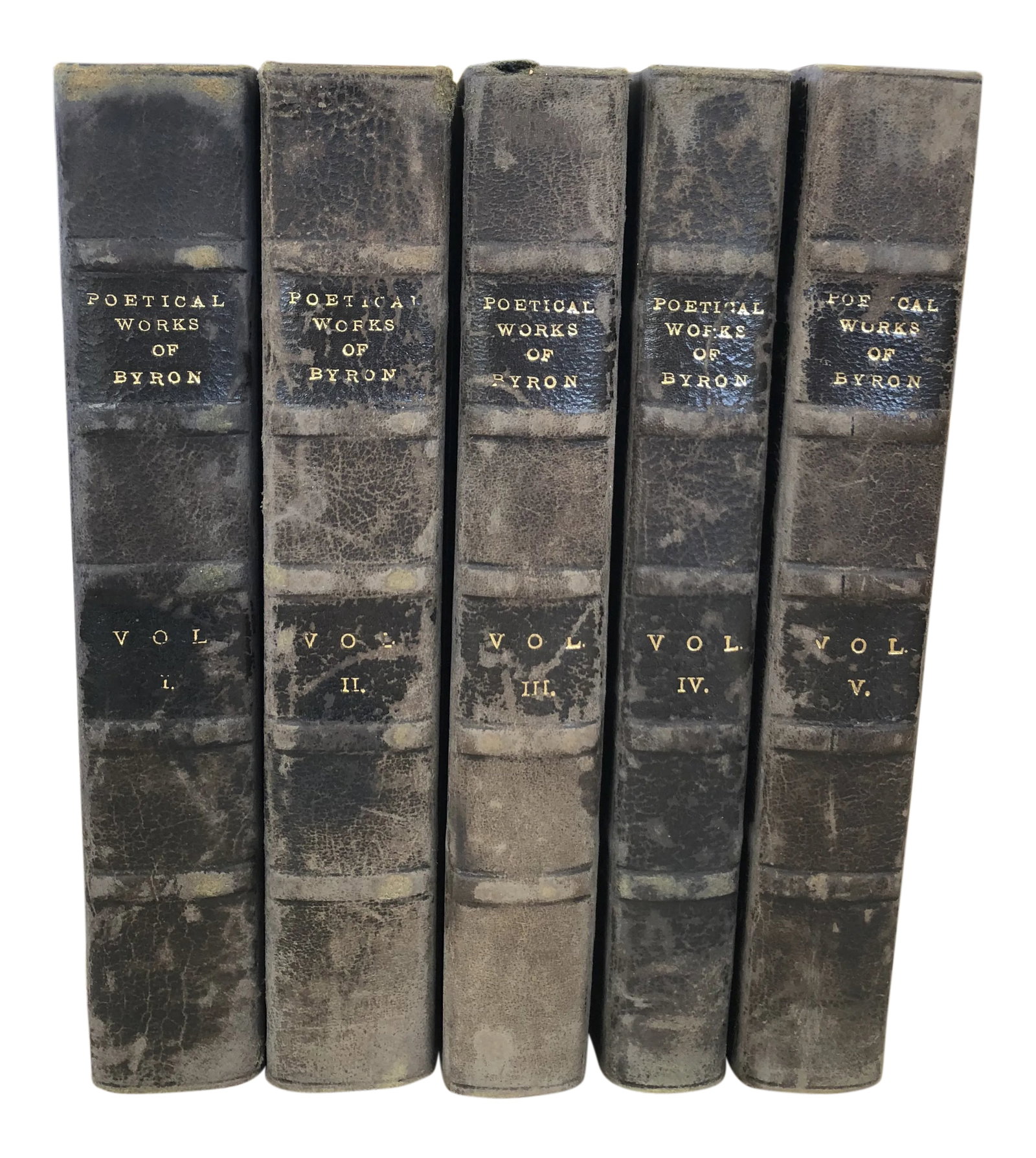 Antique Poetical Works of Byron Books - 5 Volumes (1 of 8)