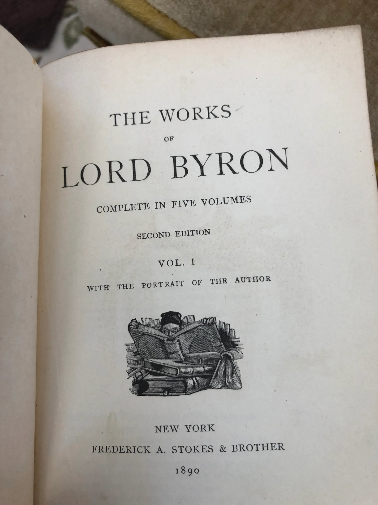 Antique Poetical Works of Byron Books - 5 Volumes - 6