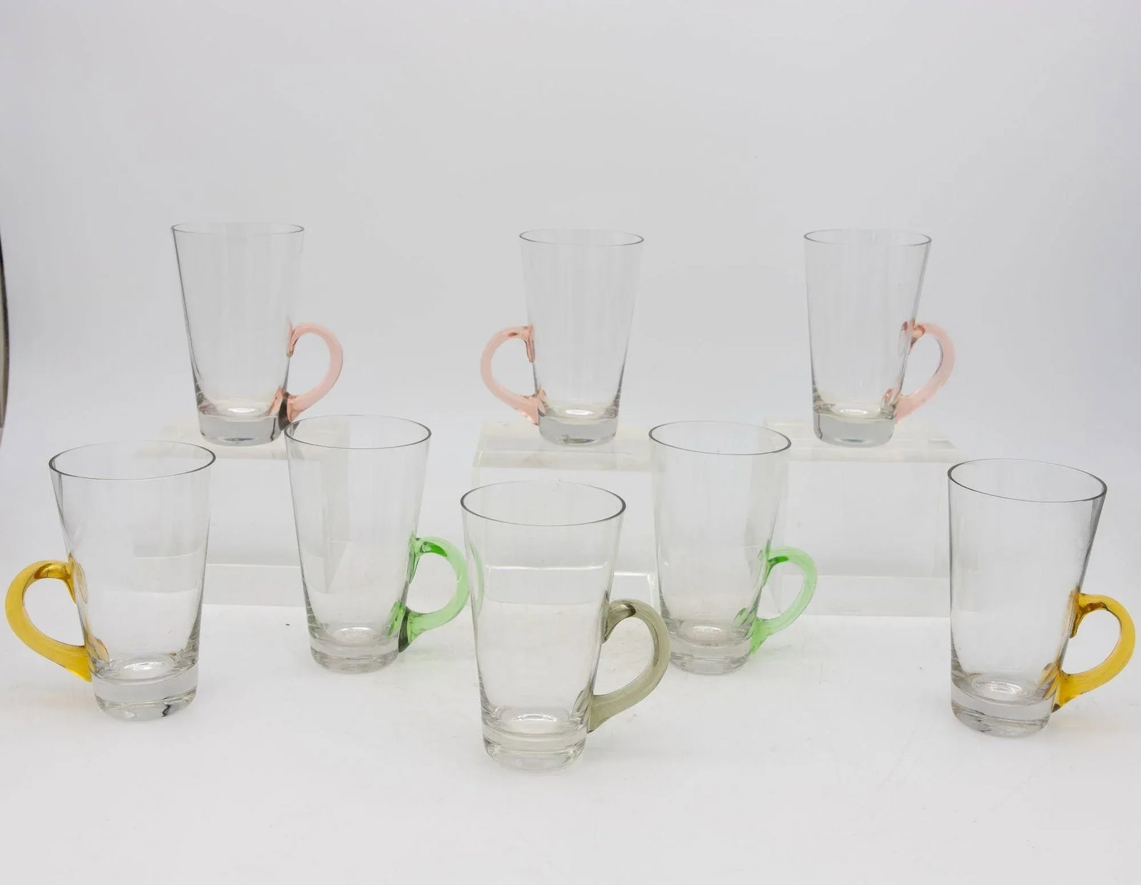 Set of Eight Vintage Hot Toddy Glasses With Colorful Handles - 2