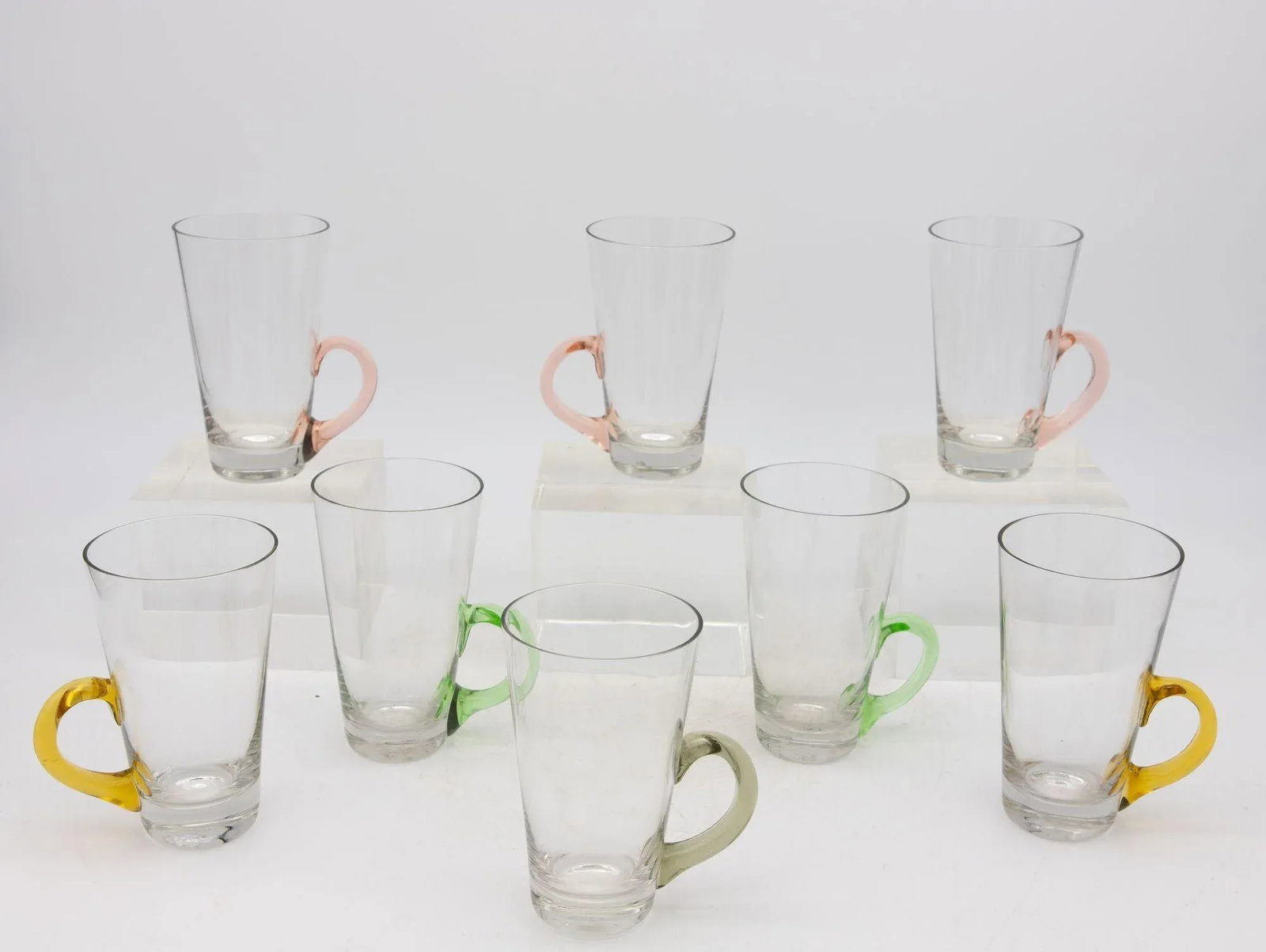 Set of Eight Vintage Hot Toddy Glasses With Colorful Handles - 3