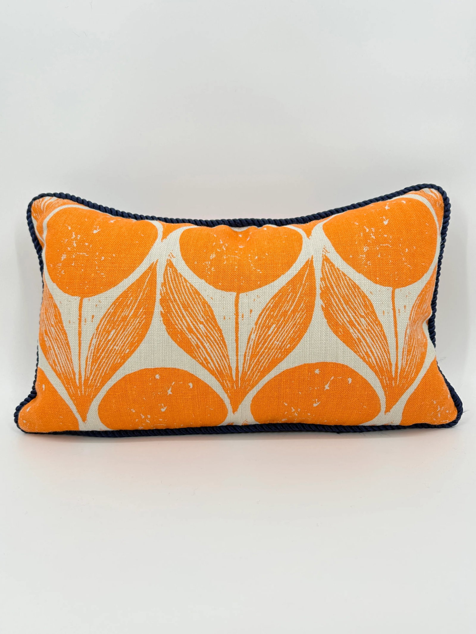 Orange Velvet Botanical Linen Print Pillow - 2