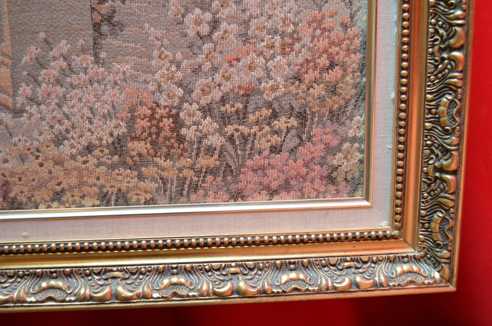 Antique Framed Italian Tapestry Ladies at Lake Como - 4