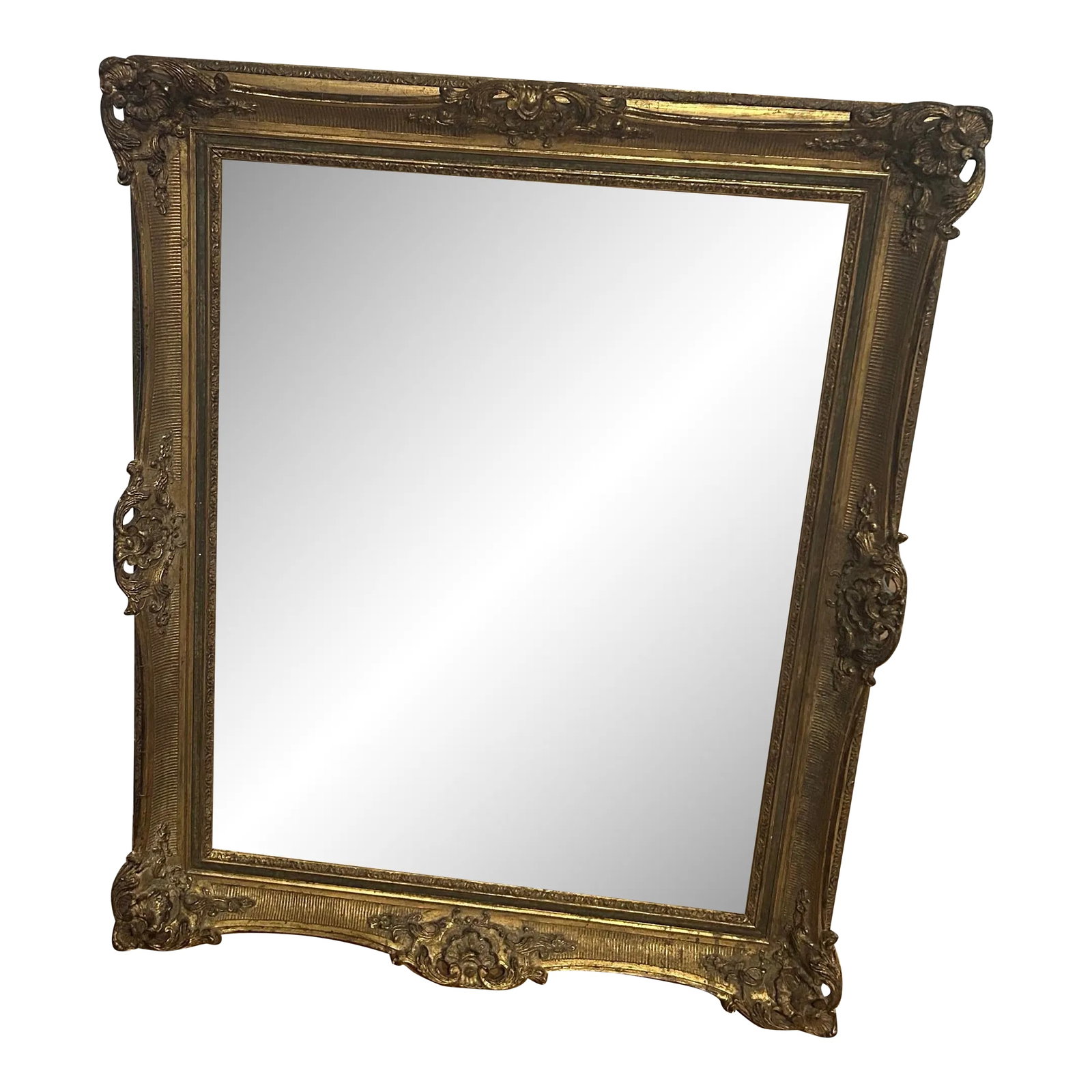 Circa 1960 Gilded Wood Frame: Vintage gilded wood frame hand carved with flowers and leaves. with a scroll pattern in golden colour paint finish Condition: Alterations: Unknown Imperfections: Some Imperfections Condition Notes: Th