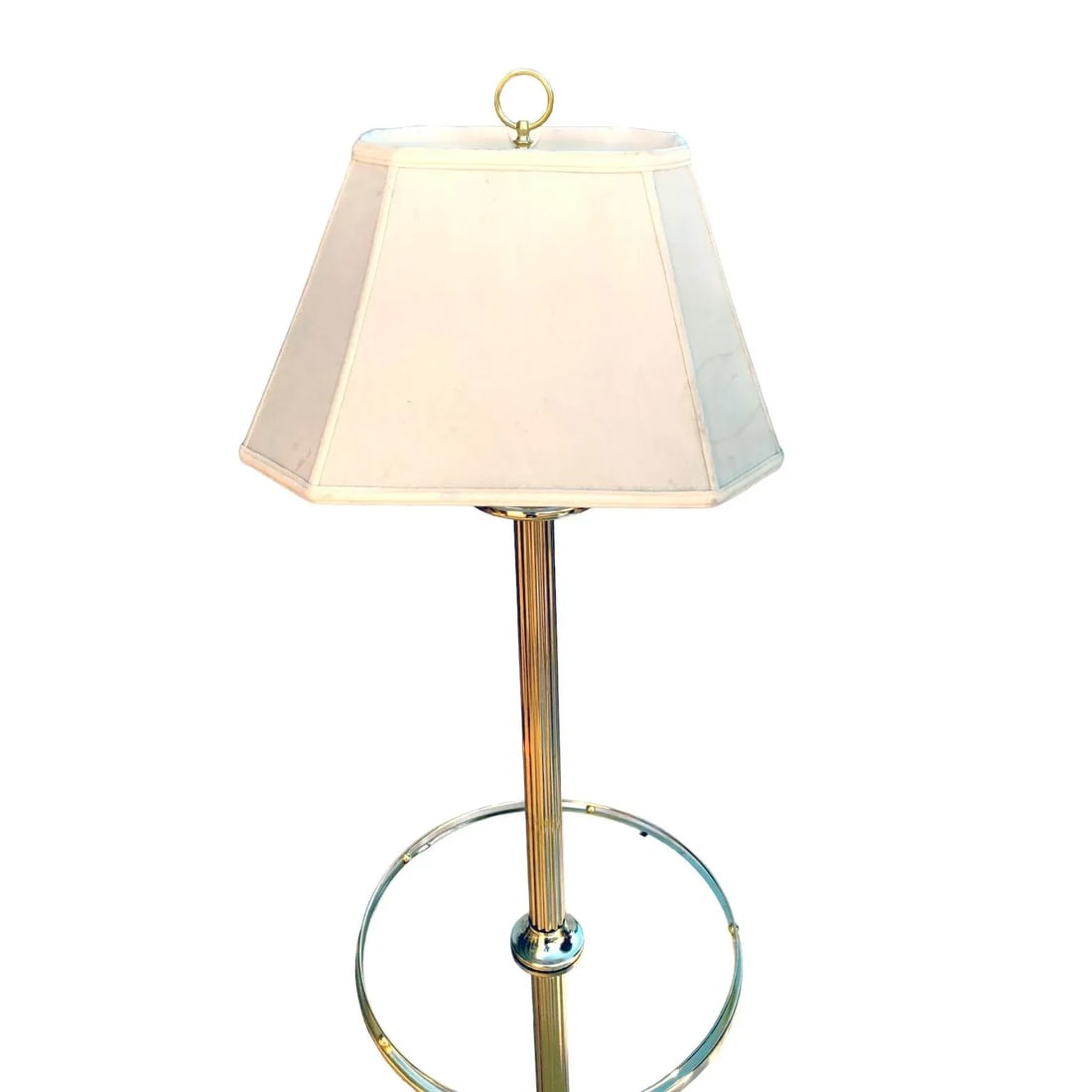 1980s Fluted Brass Floor Lamp With Galleried Glass Tabletop - 4