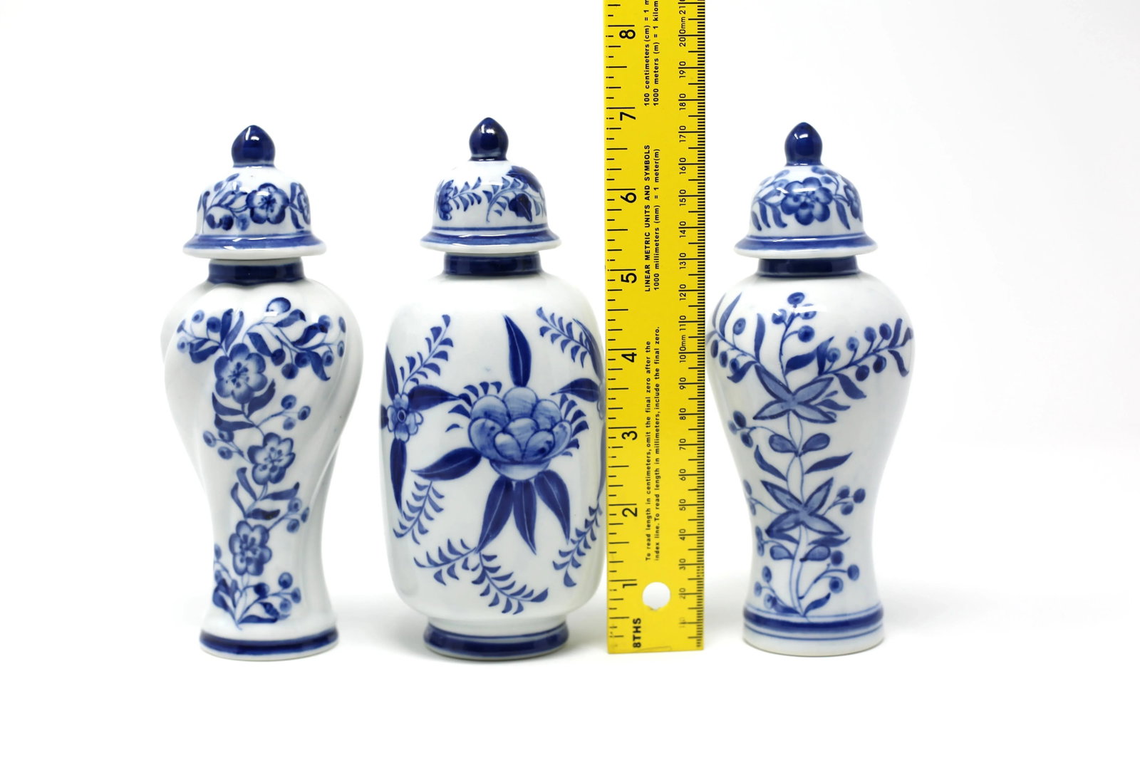 Blue and White Petite Temple Jars - Set of 3 - 10