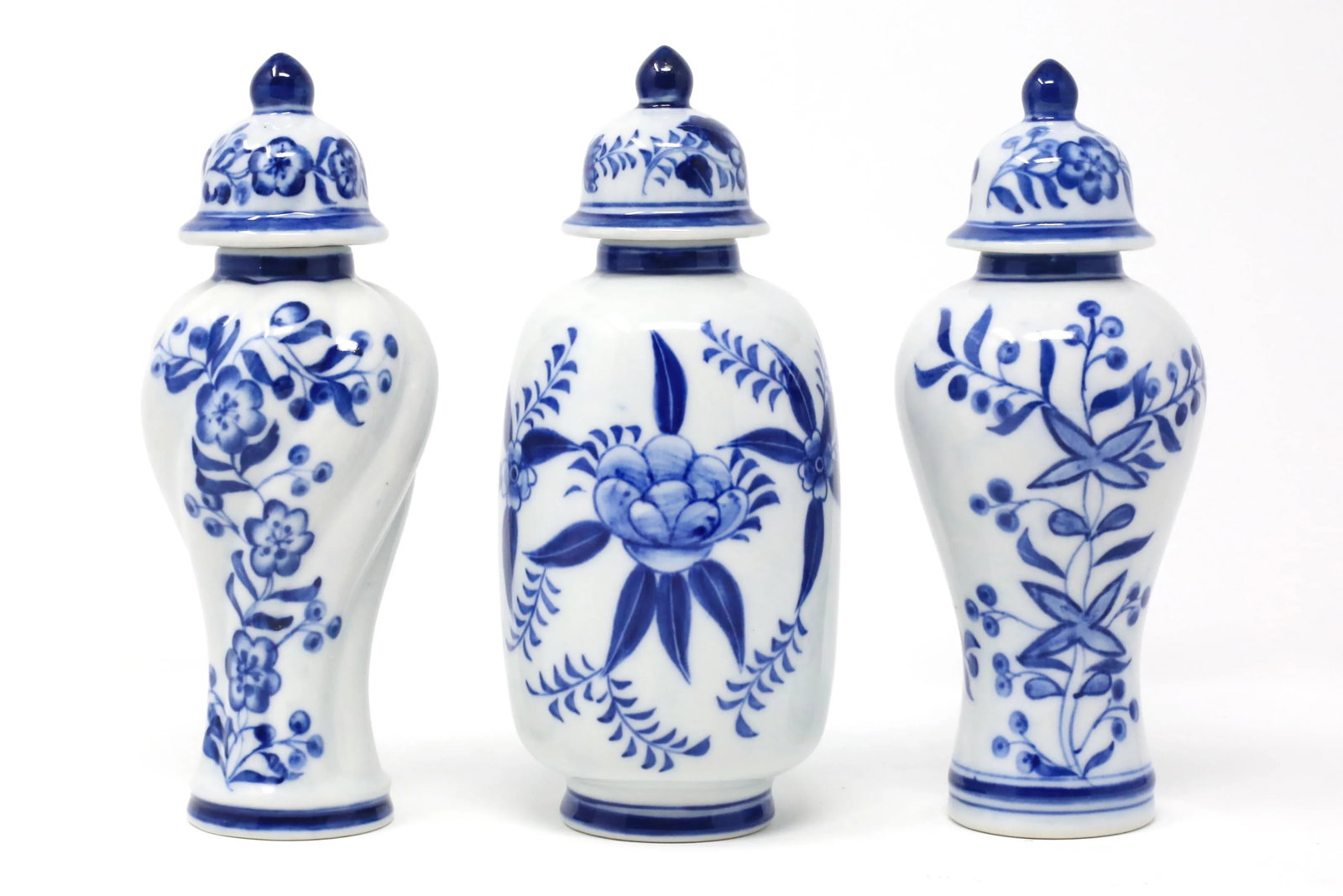 Blue and White Petite Temple Jars - Set of 3 - 11