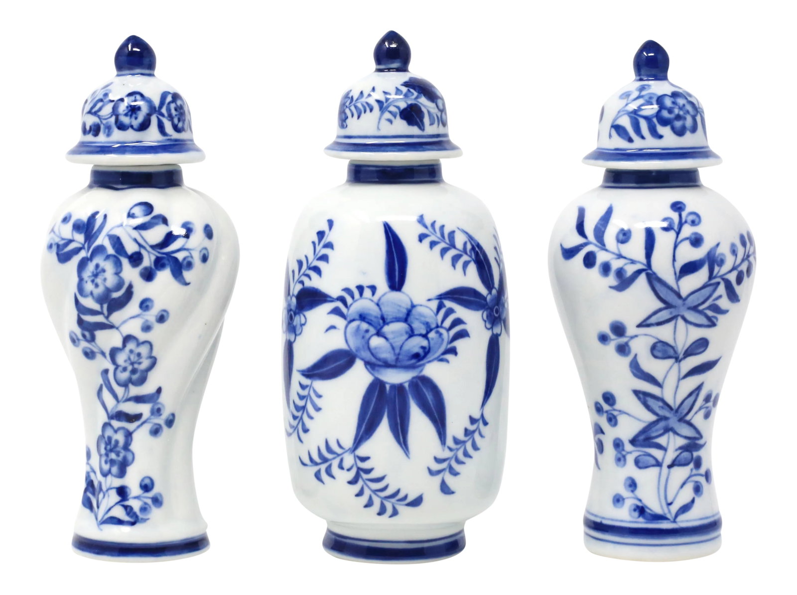 Blue and White Petite Temple Jars - Set of 3 (1 of 11)