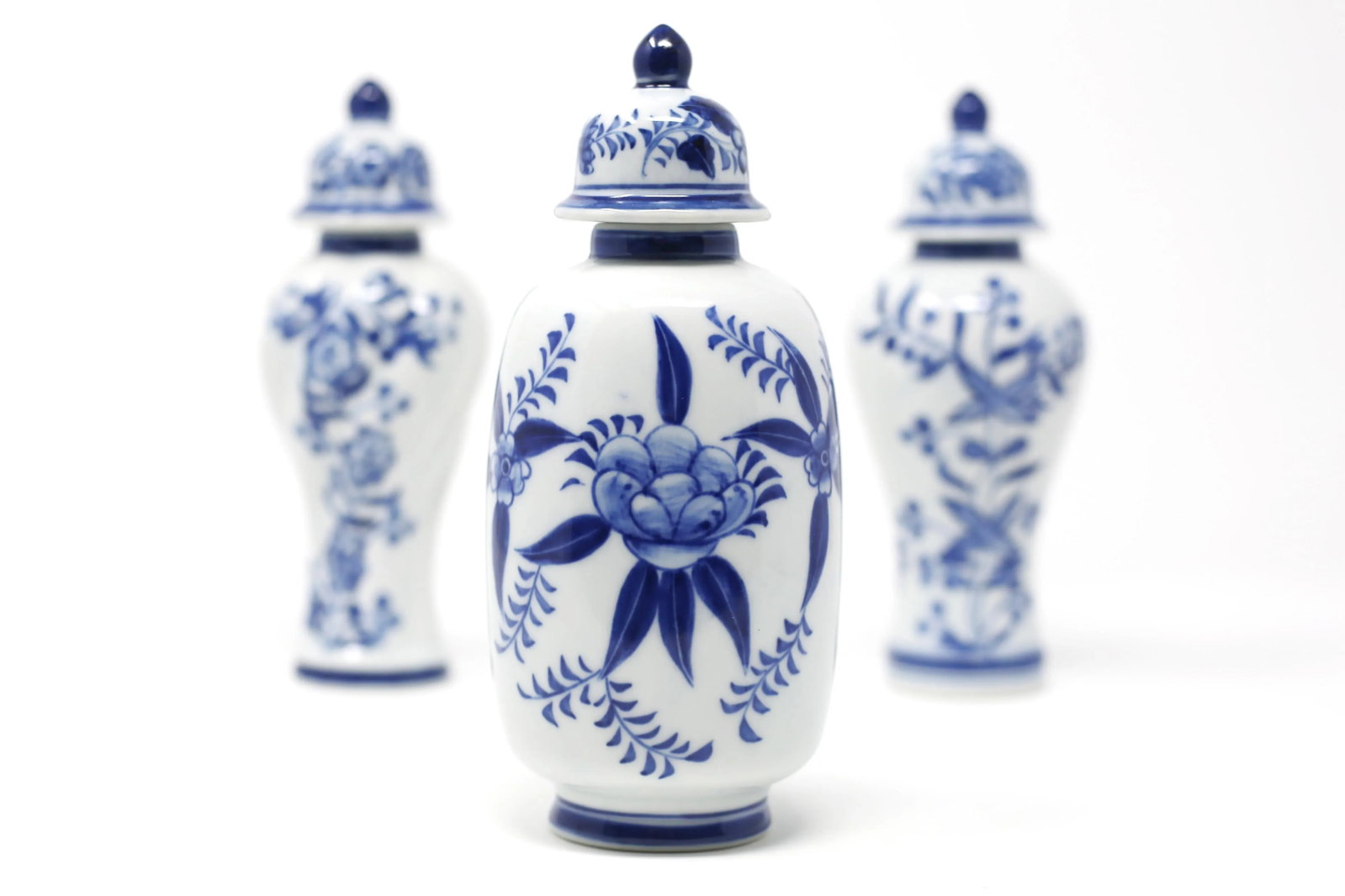 Blue and White Petite Temple Jars - Set of 3 - 3