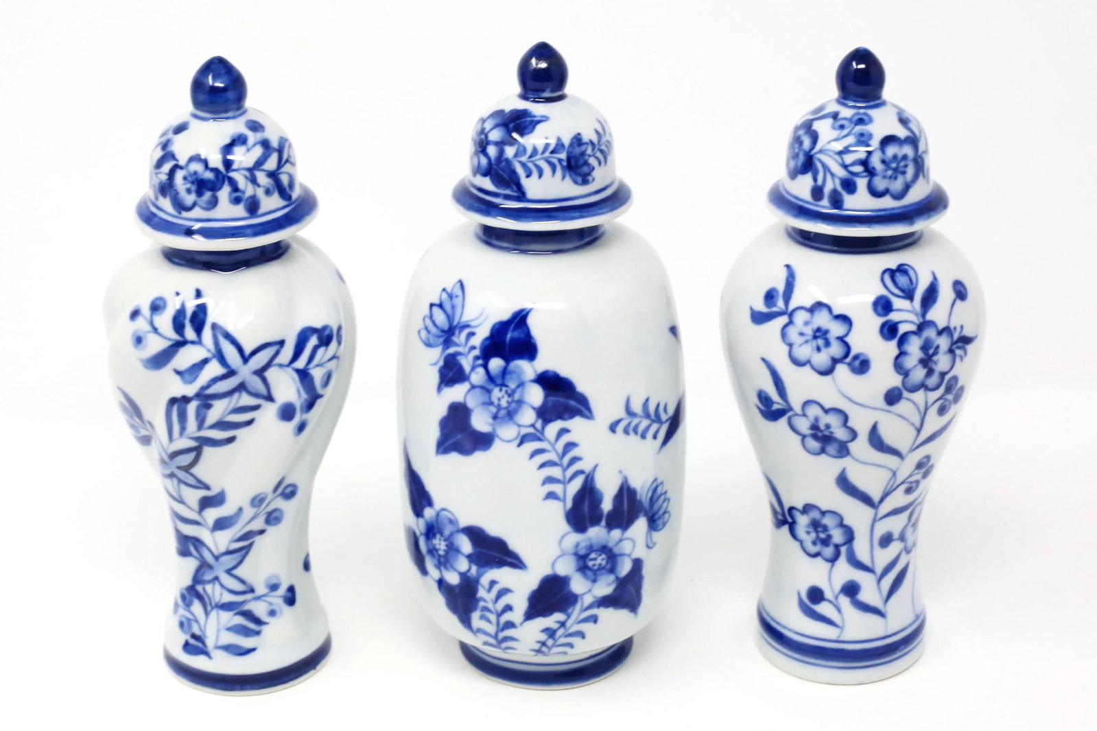 Blue and White Petite Temple Jars - Set of 3 - 5