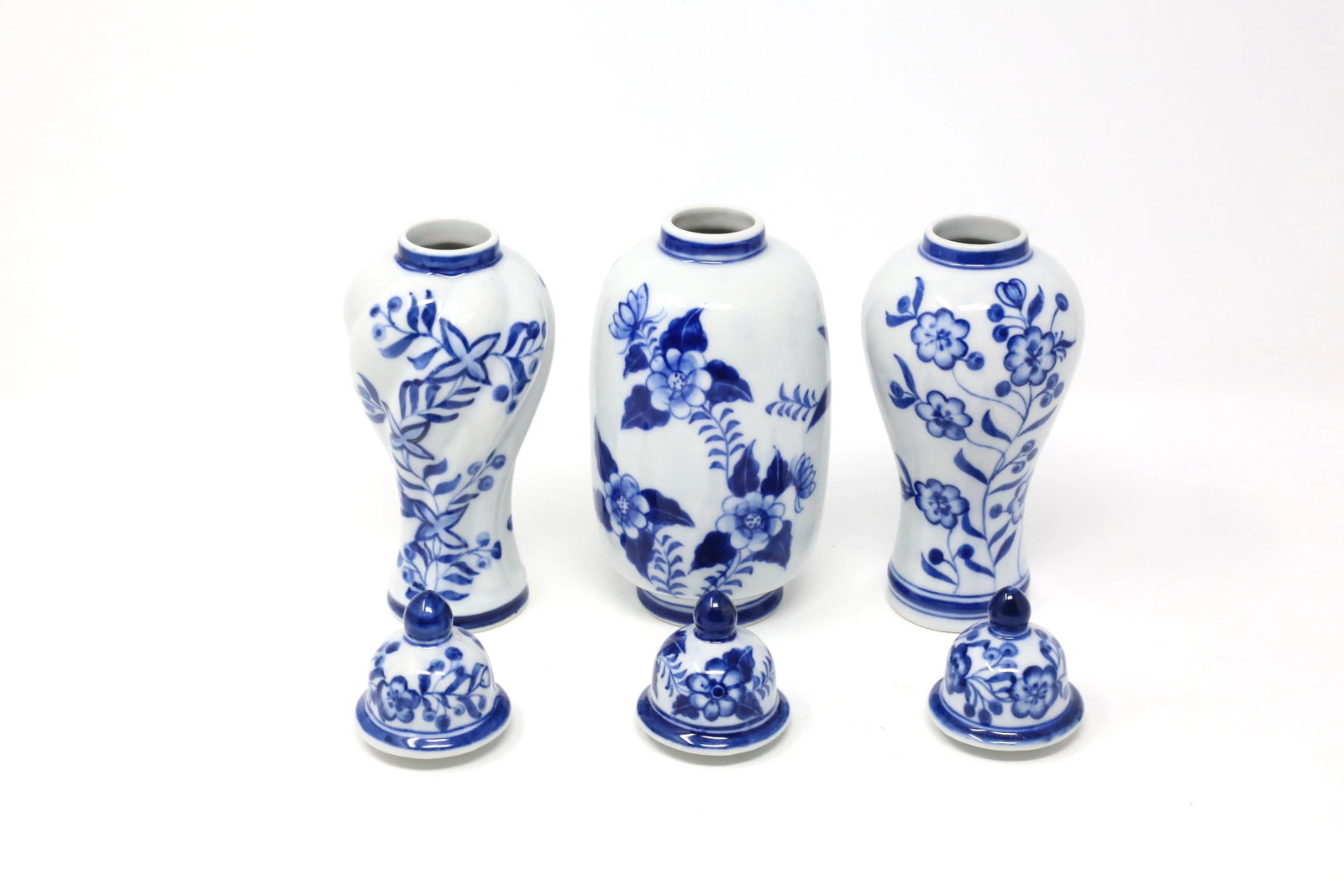 Blue and White Petite Temple Jars - Set of 3 - 6