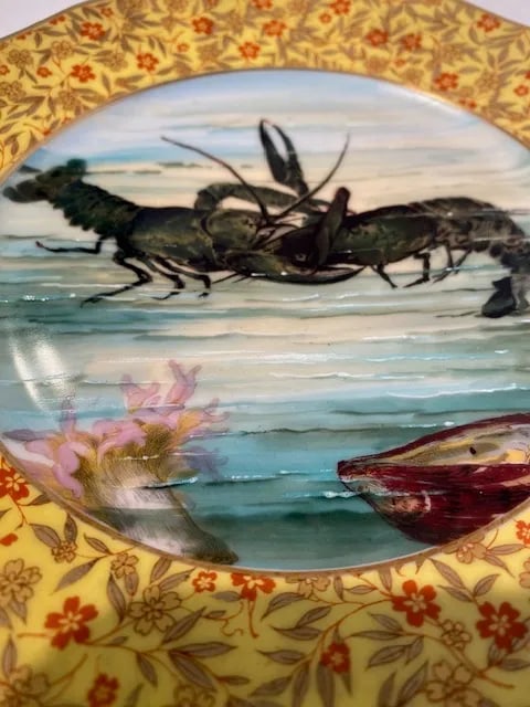 Antique Limoges Porcelain Plates With Lobsters and Shells- Set of 3 - 3
