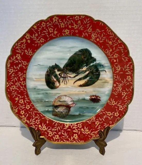 Antique Limoges Porcelain Plates With Lobsters and Shells- Set of 3 - 5