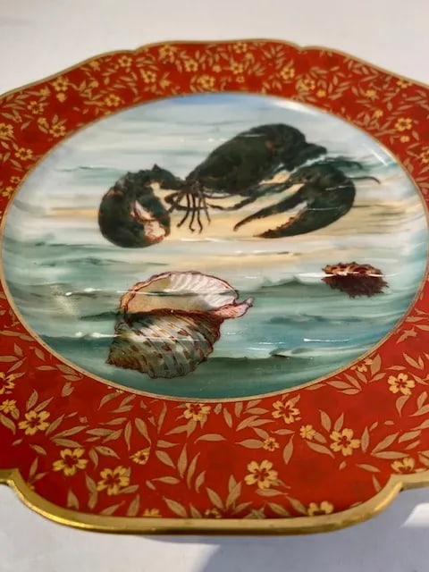 Antique Limoges Porcelain Plates With Lobsters and Shells- Set of 3 - 6