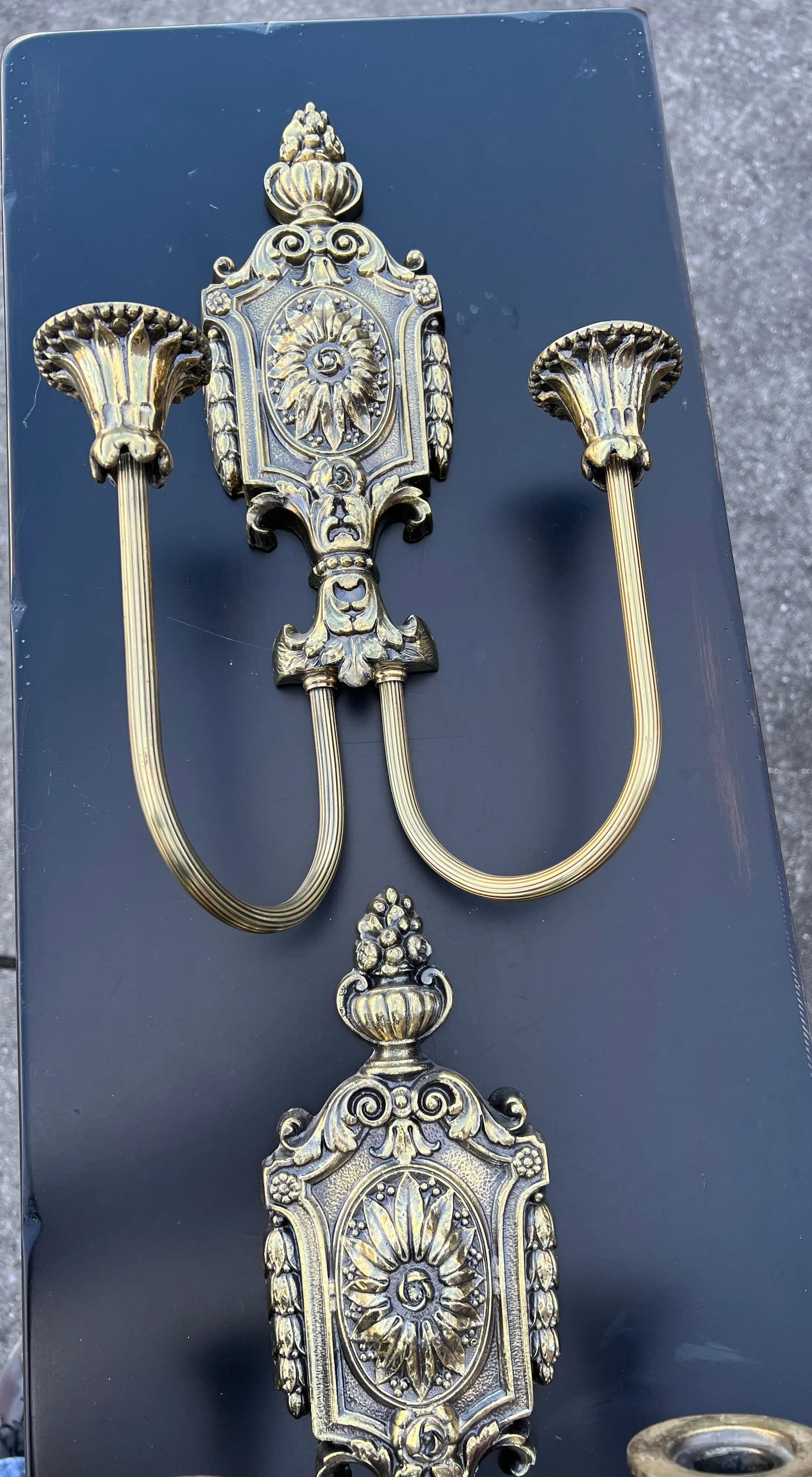 1960s Gold Gilt Style Wall Candle Sconces - a Pair - 2