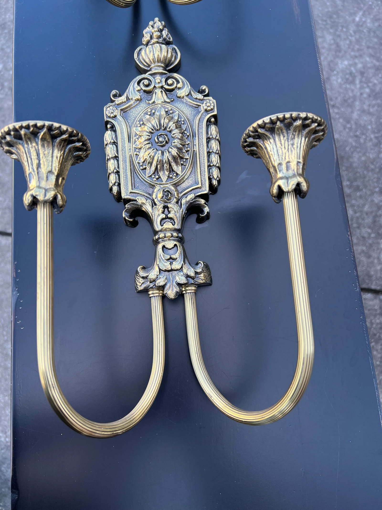 1960s Gold Gilt Style Wall Candle Sconces - a Pair - 4