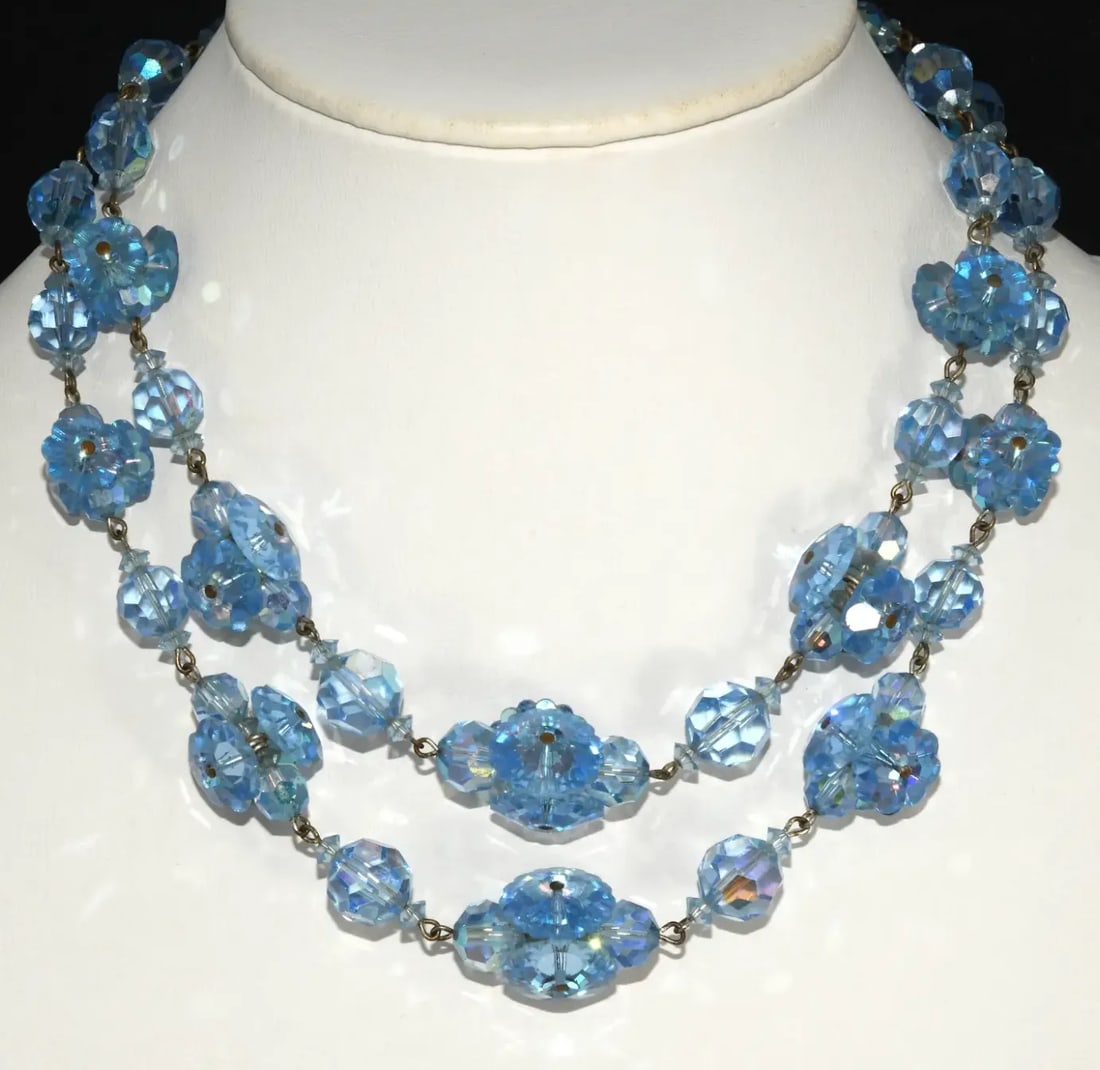 Vintage Blue Margarita Stones and Beads Necklace - 2