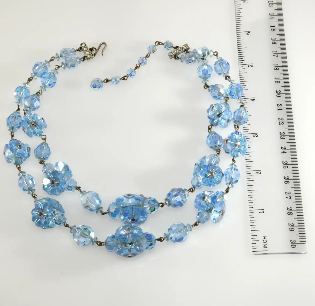 Vintage Blue Margarita Stones and Beads Necklace - 3