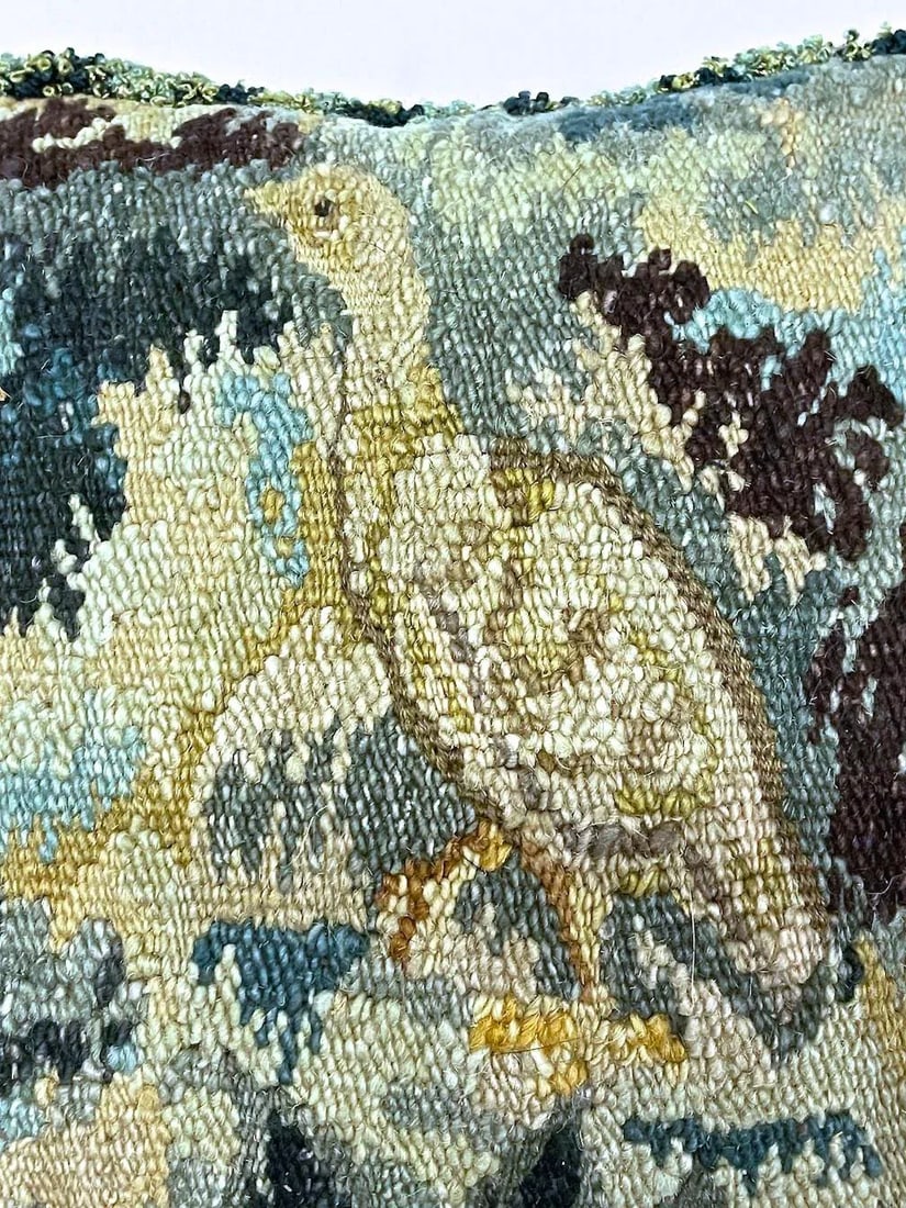 Antique Bird Verdure Tapestry Pillow - 6