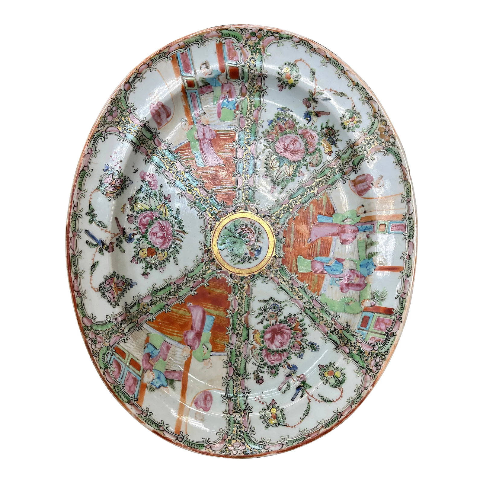 Large Antique Chinese Rose Medallion Platter, 1891-1920 Mark (1 of 8)
