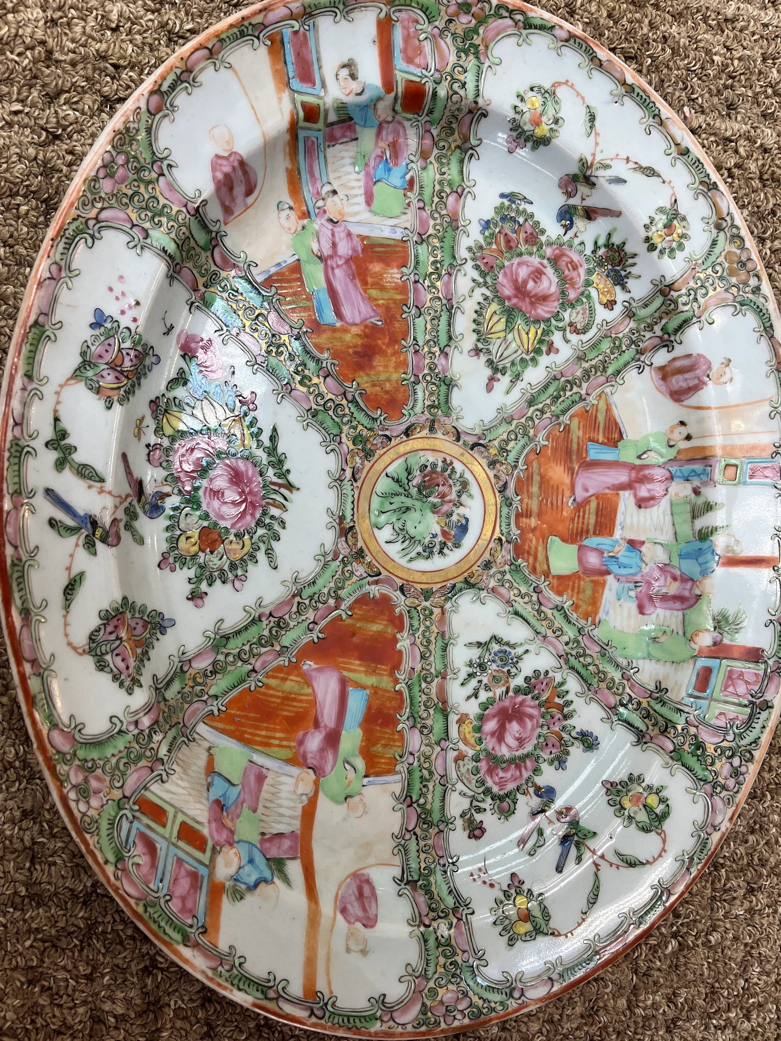 Large Antique Chinese Rose Medallion Platter, 1891-1920 Mark - 2