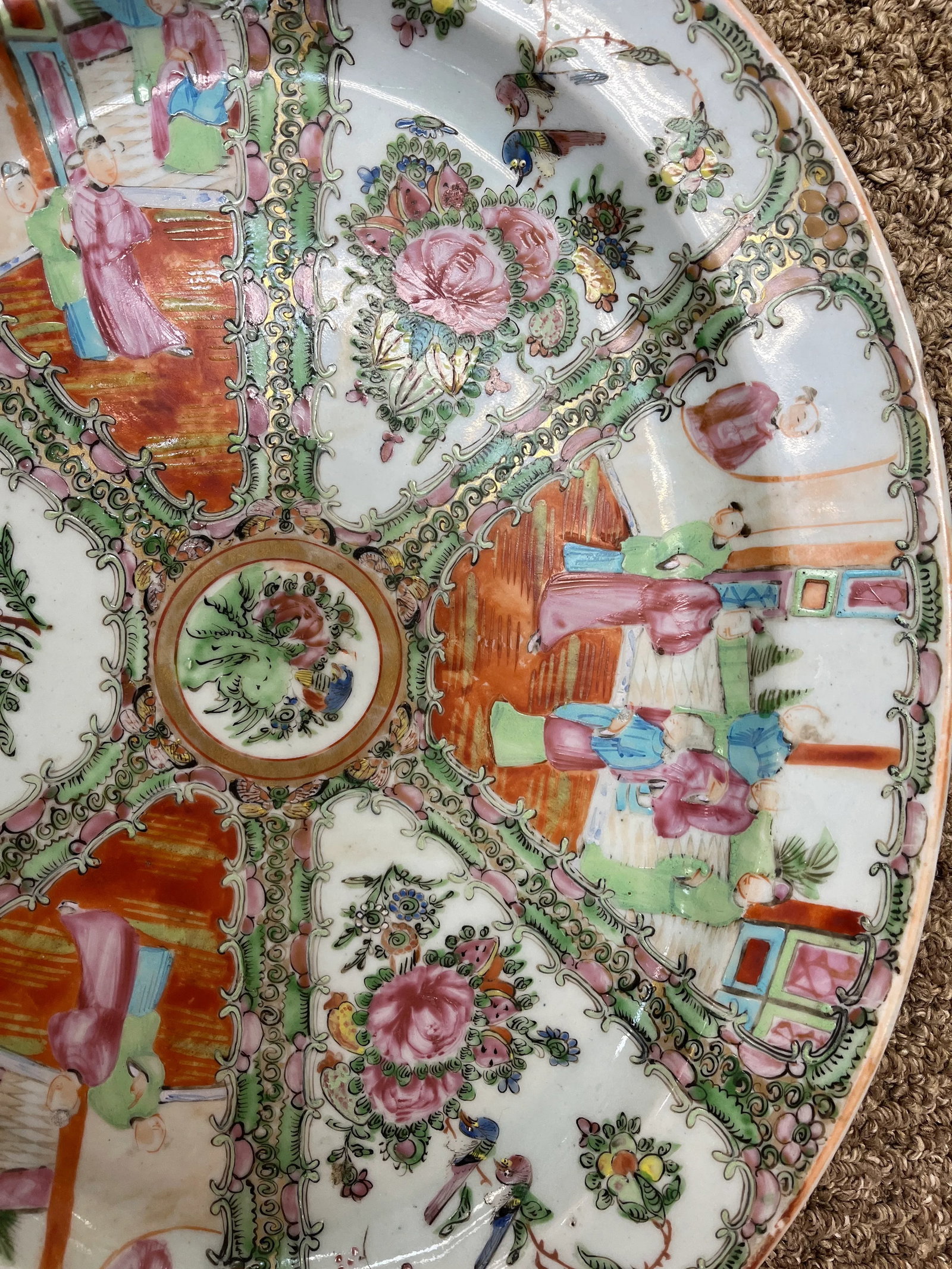 Large Antique Chinese Rose Medallion Platter, 1891-1920 Mark - 4