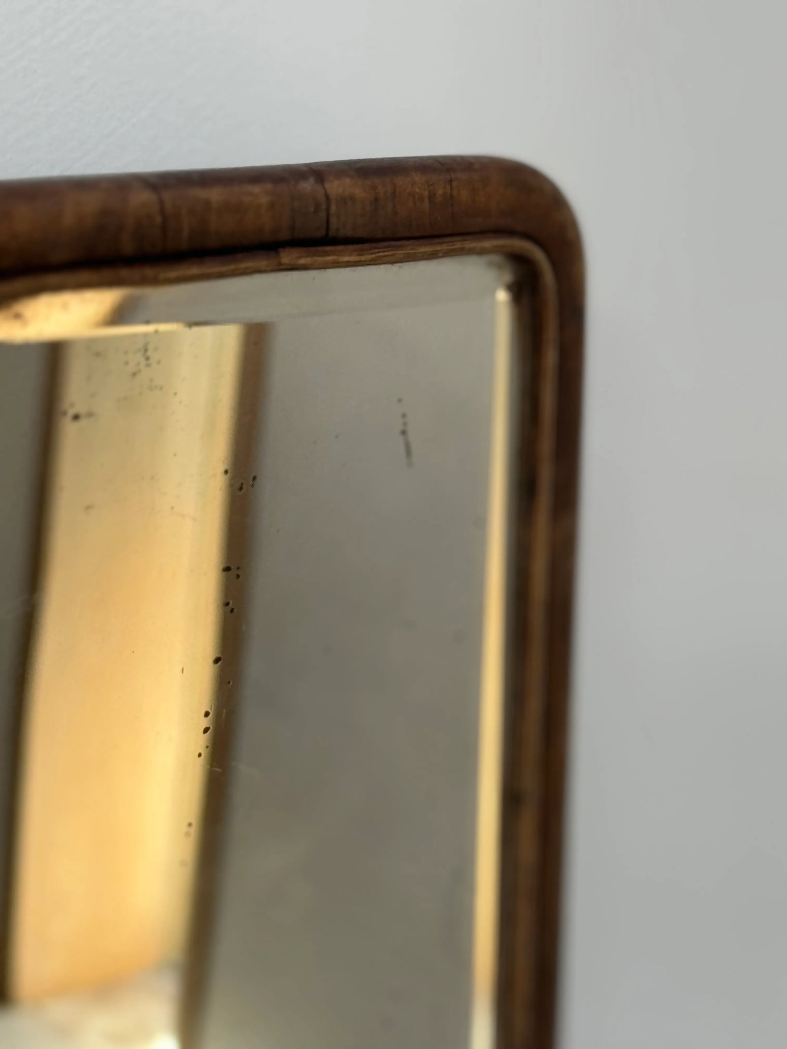Small Antique French Wood Beveled Mirror With Easel Stand - 9