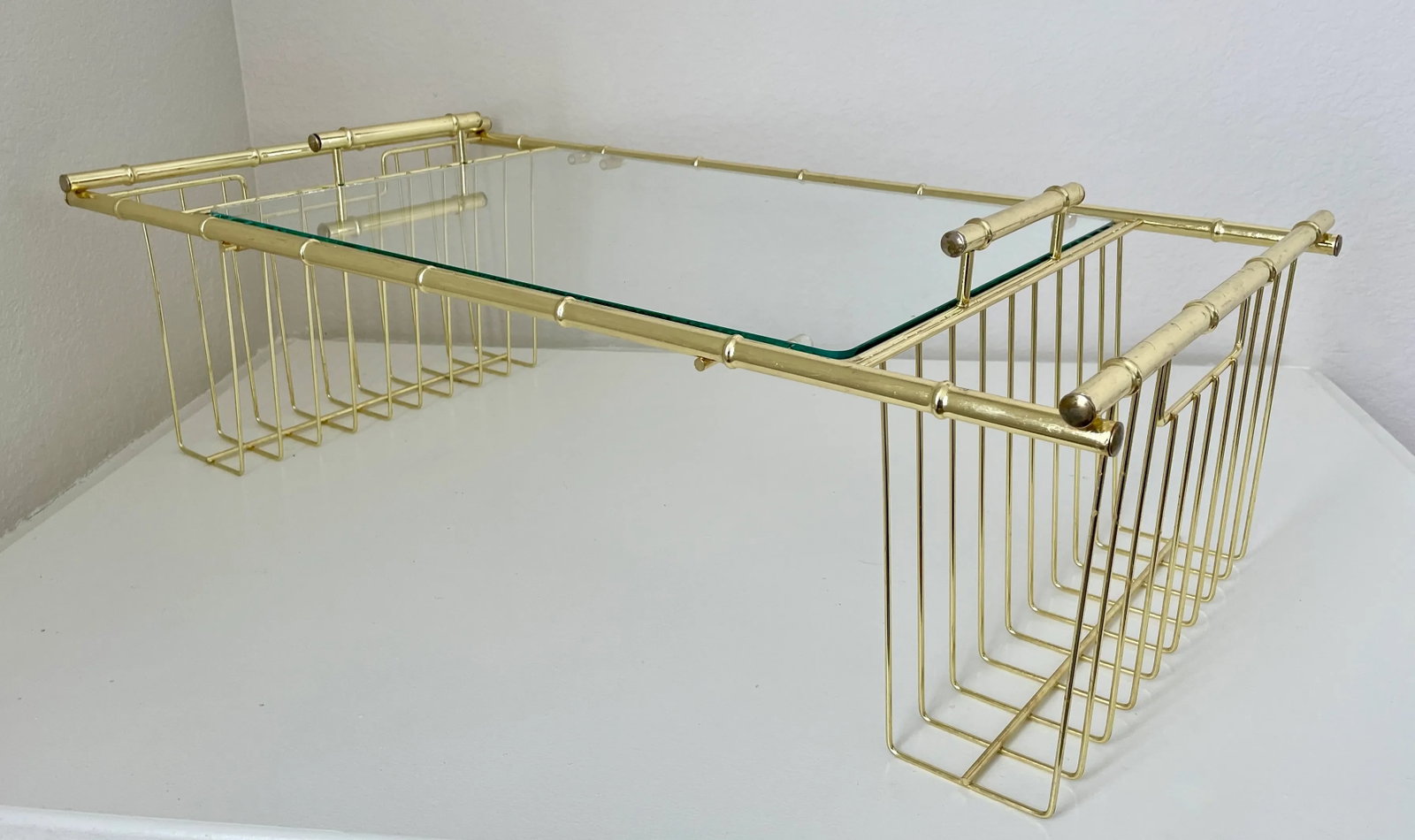Mid 20th Century Hollywood Regency Faux Bamboo Brass Breakfast in Bed Lap Tray - 2