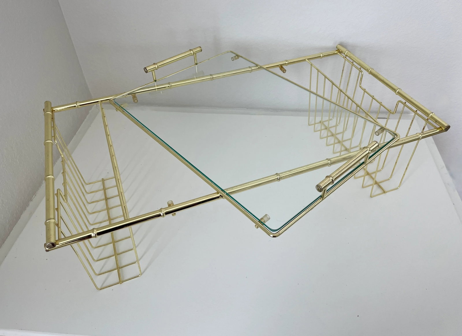 Mid 20th Century Hollywood Regency Faux Bamboo Brass Breakfast in Bed Lap Tray - 3