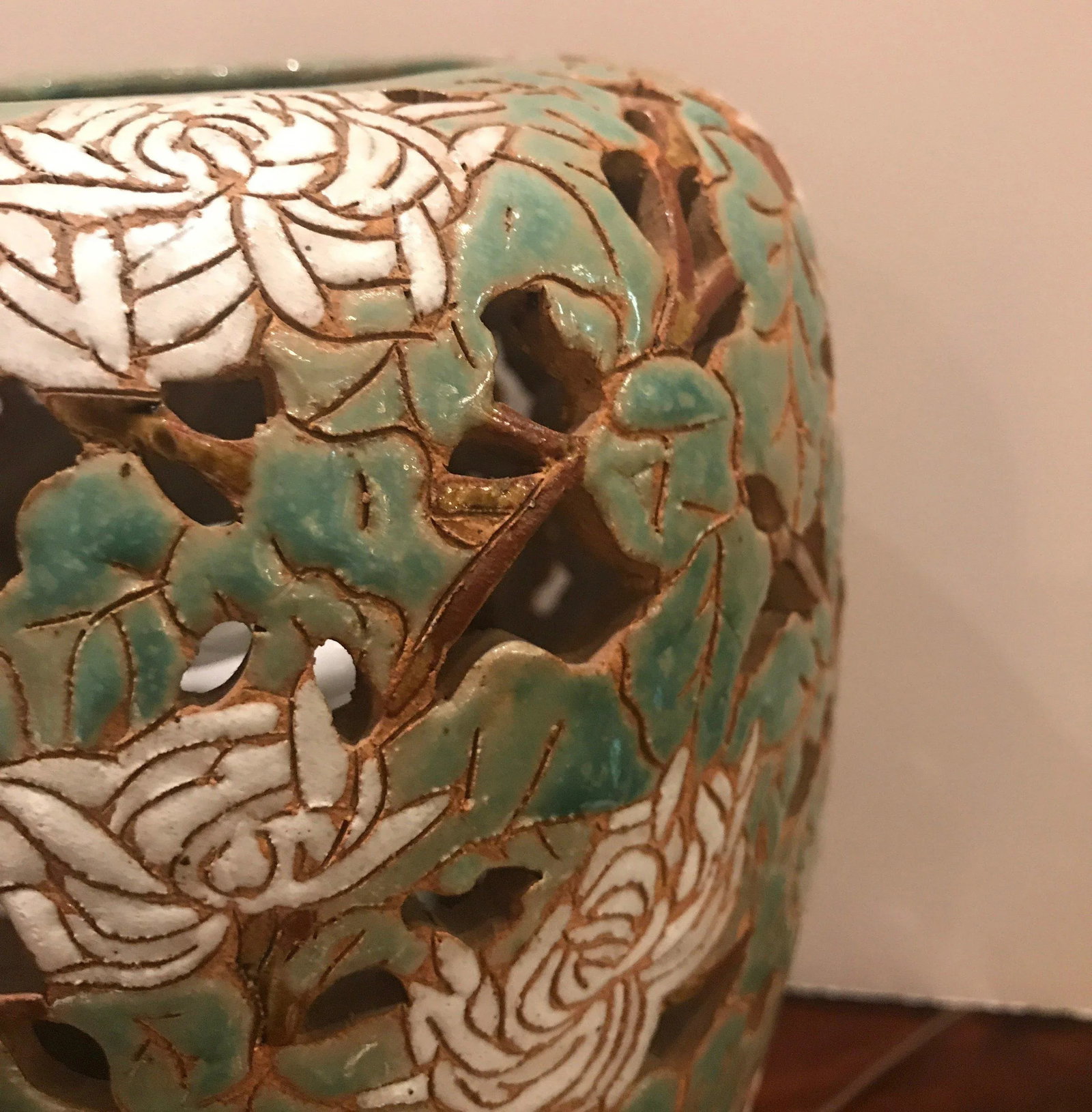 Asian Style Art Pottery and Enamel Ginger Jar Lamp - 4