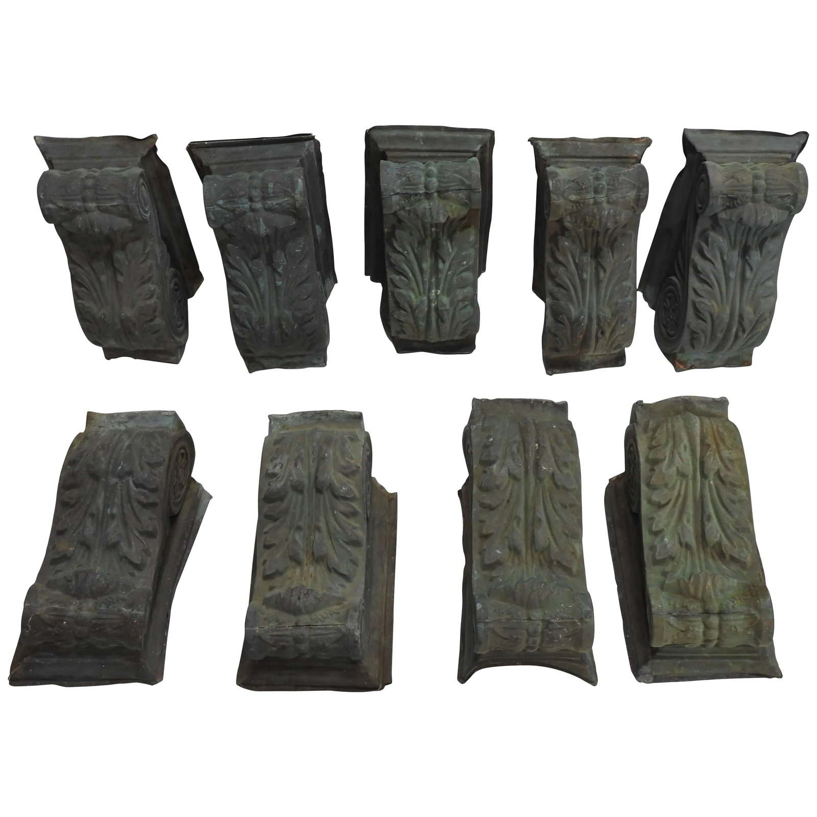 Early 19th Century French Copper Corbels: These fabulous copper corbels will be standouts in your home. The metalwork on these pieces is outstanding. They are made of copper and have a patina that has aged beautifully over many years. The