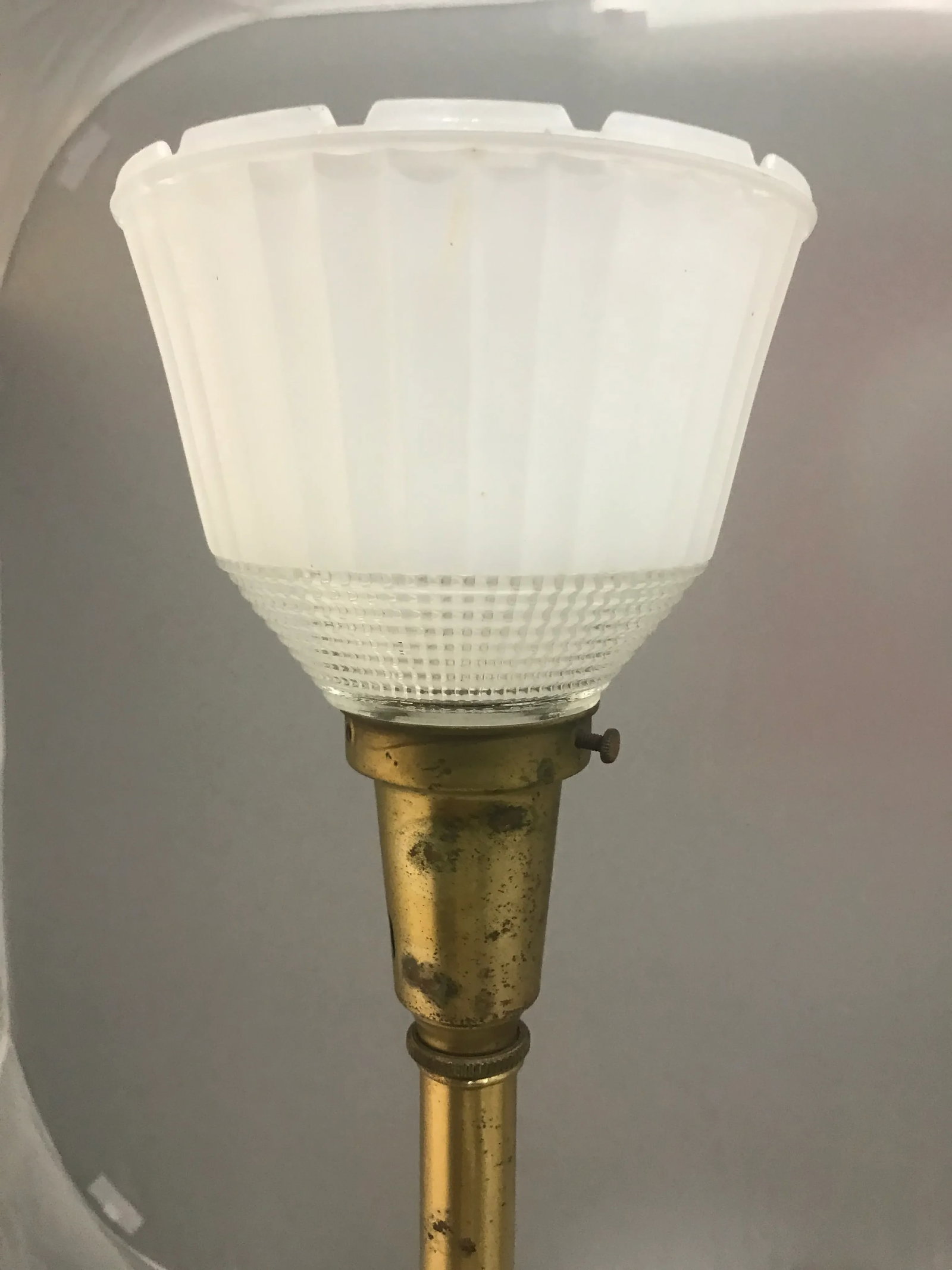 1940s Glass & Brass Torchiere Table Lamps - a Pair - 5