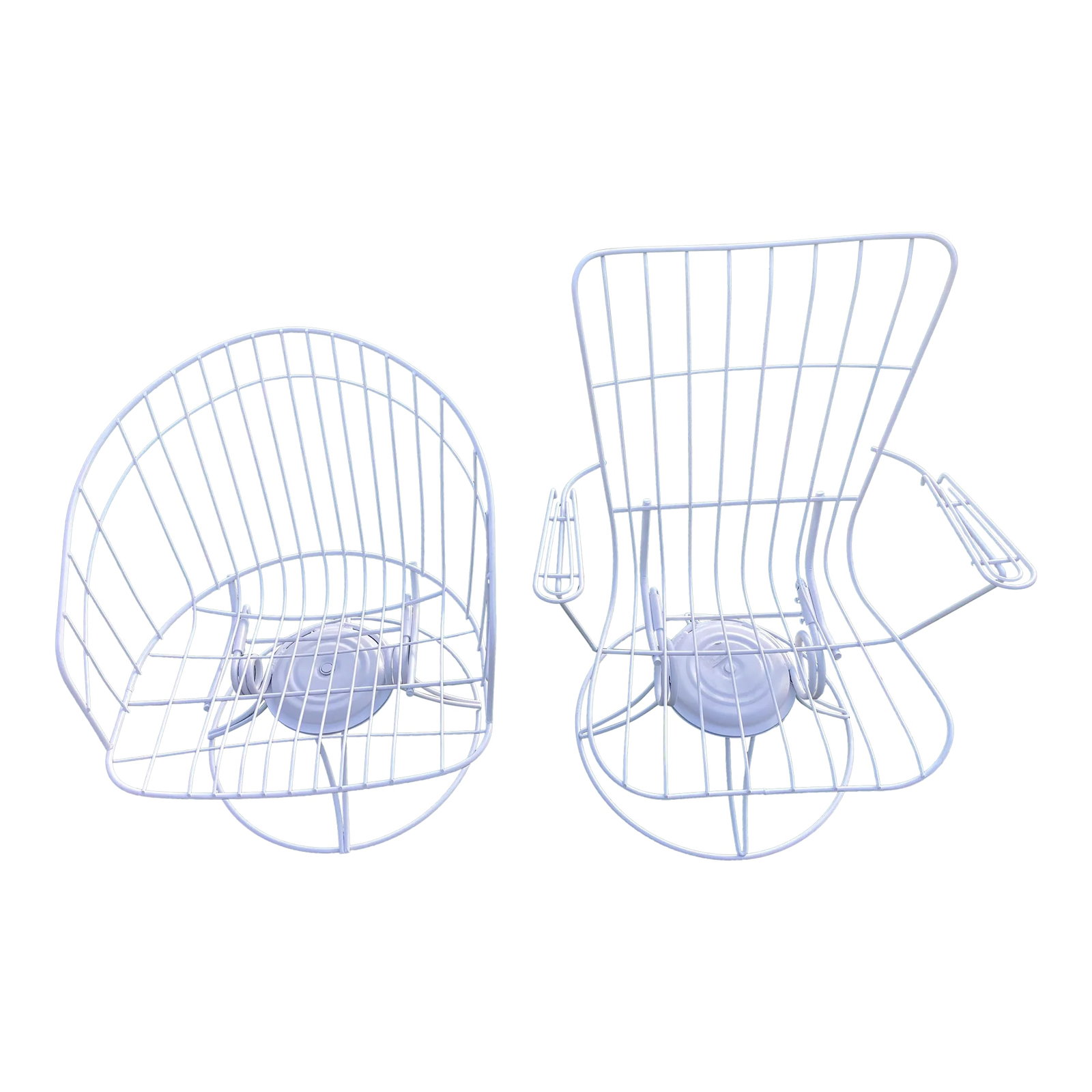 1960s Mid Century Modern White Homecrest Outdoor Patio Wrought Iron Swivel Chairs a Pair (1 of 5)