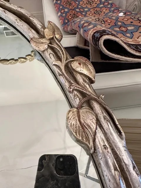 Silver and Gold Leaf Oval Mirror - 2