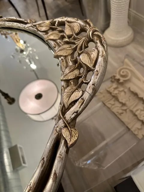 Silver and Gold Leaf Oval Mirror - 4
