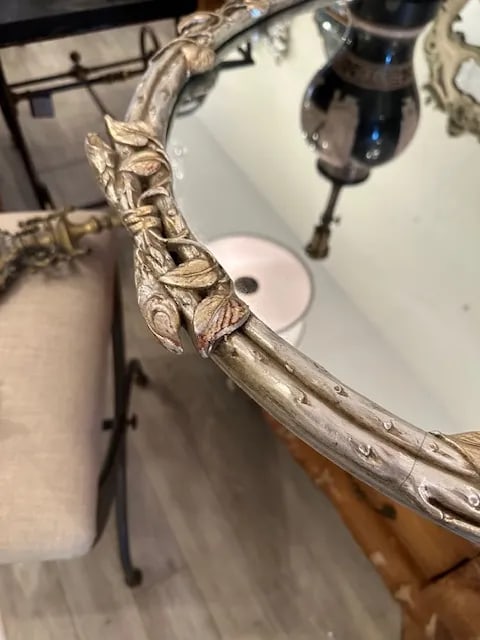 Silver and Gold Leaf Oval Mirror - 5