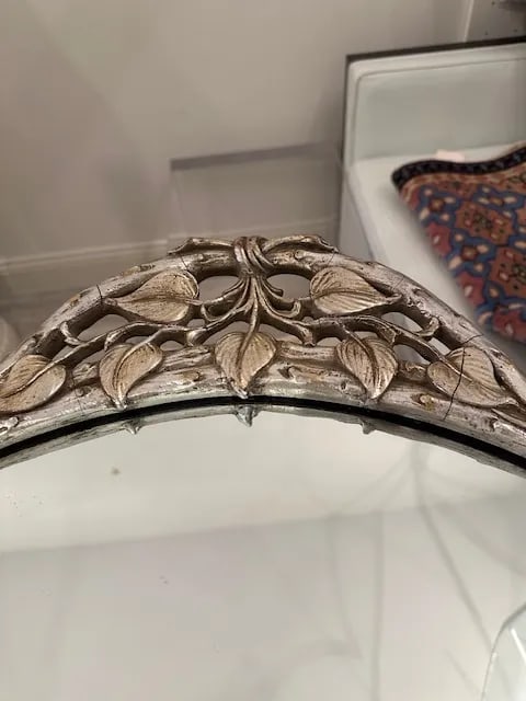 Silver and Gold Leaf Oval Mirror - 6