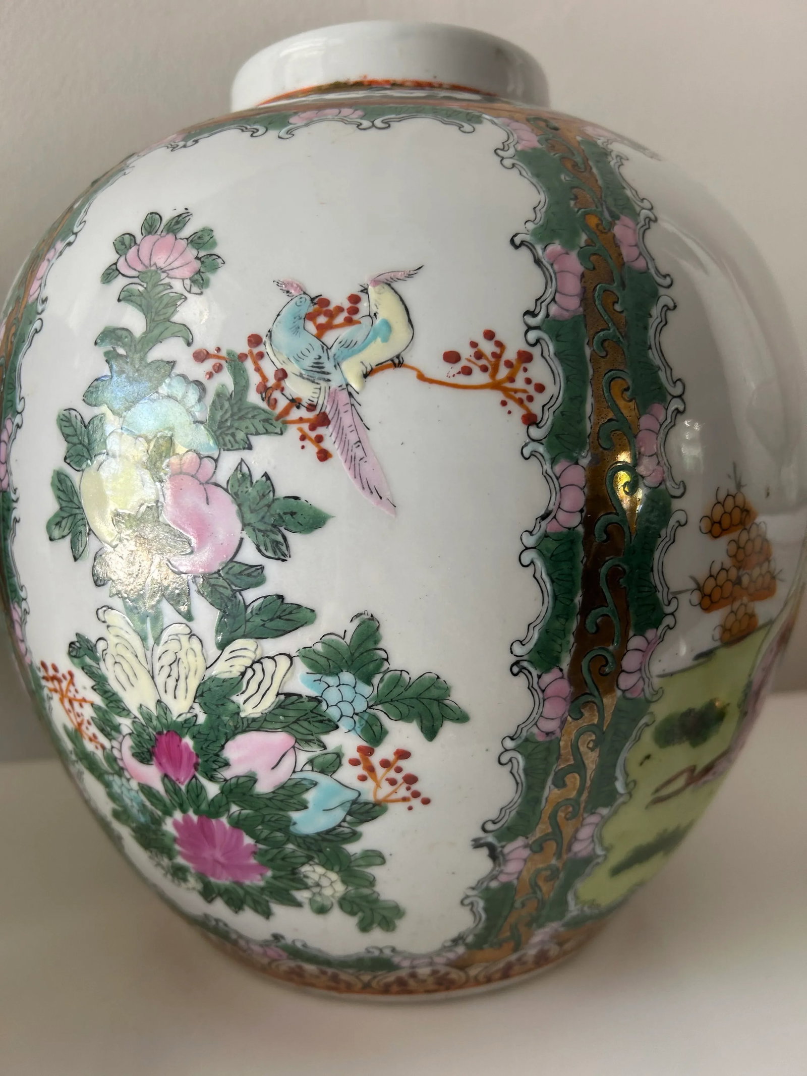 Pair of Vintage Famille Rose Lidded Ginger Jars - 7