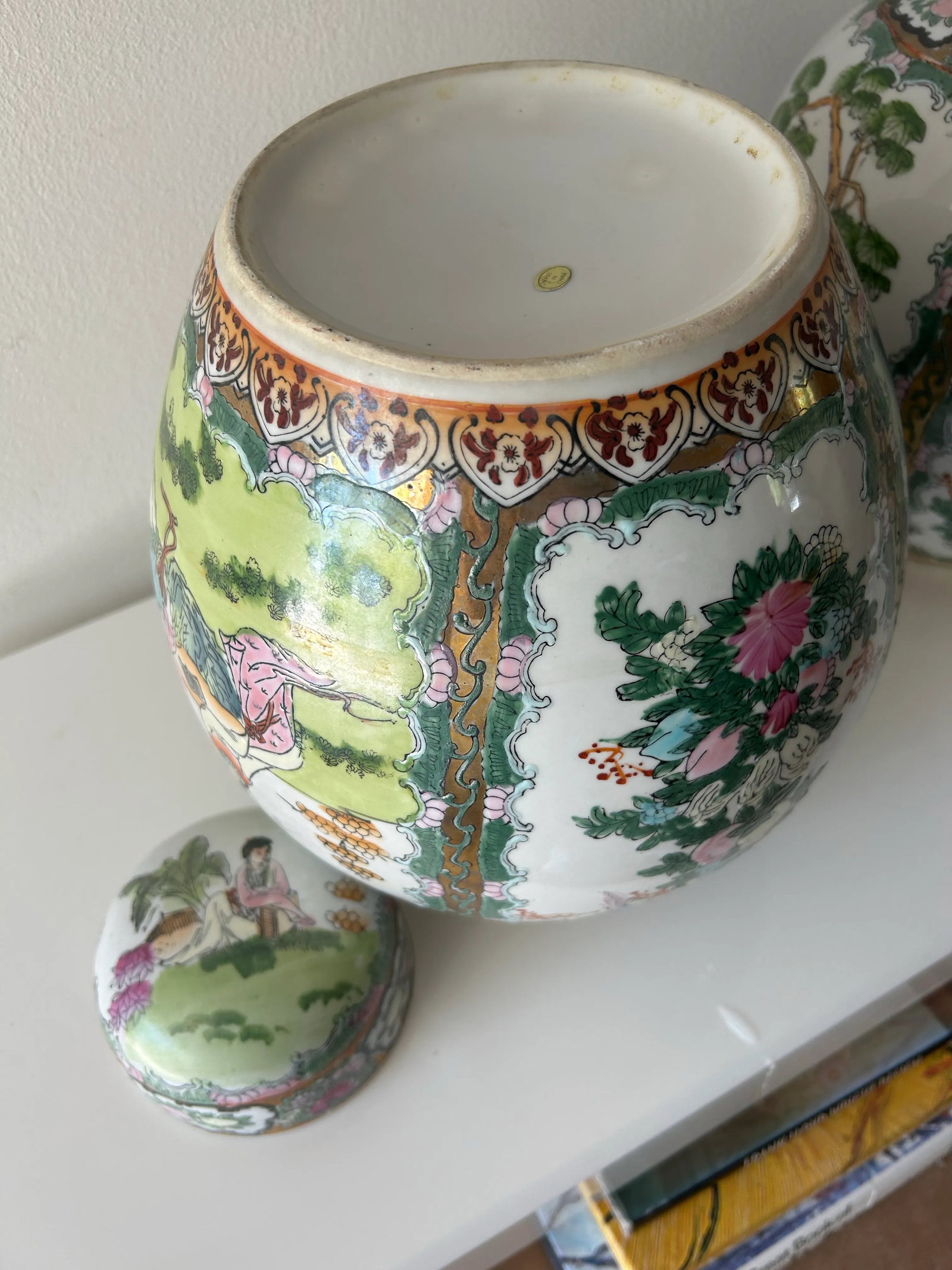 Pair of Vintage Famille Rose Lidded Ginger Jars - 9