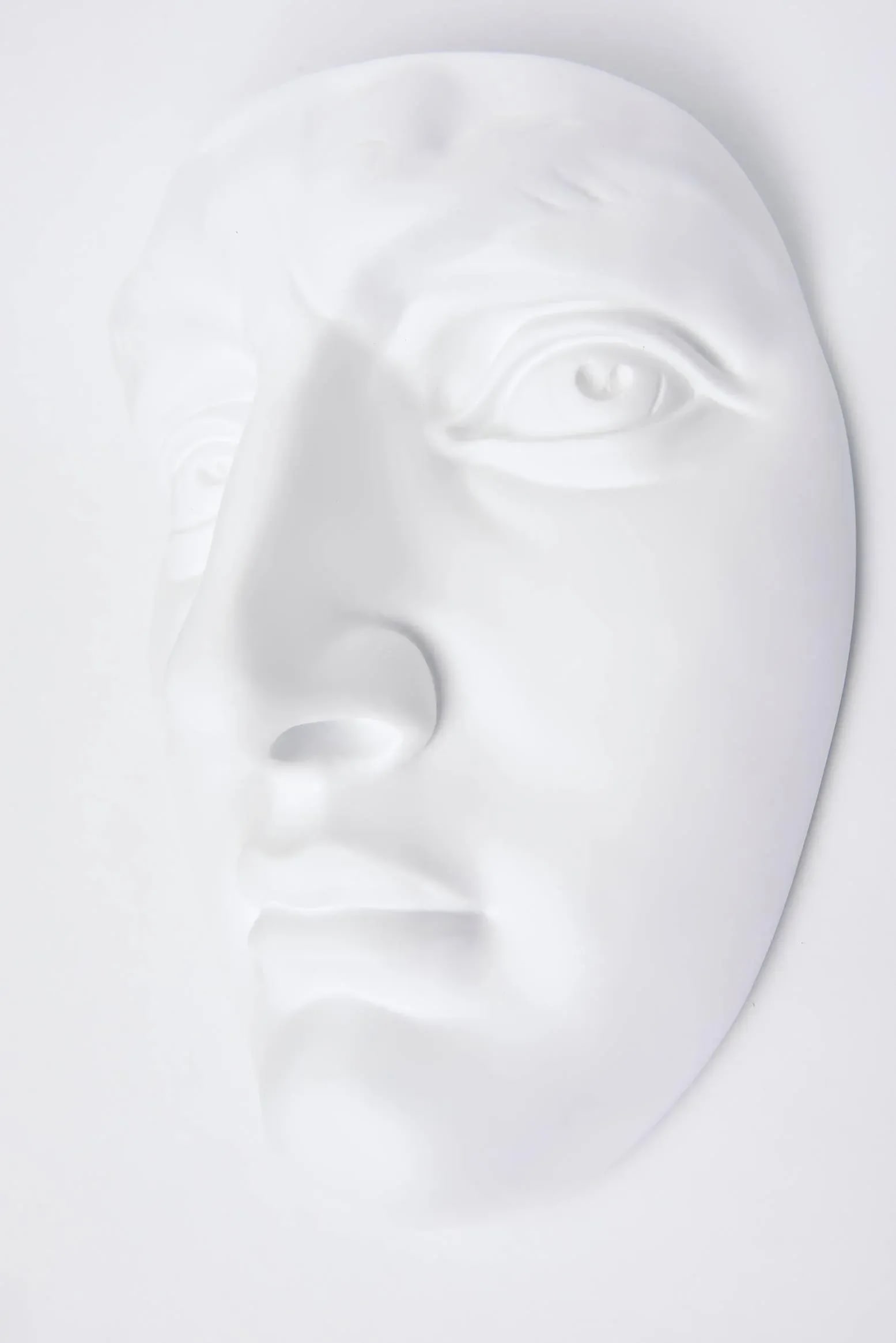 Vintage 1960's White Resin and Plaster Face Wall Sculpture - 2