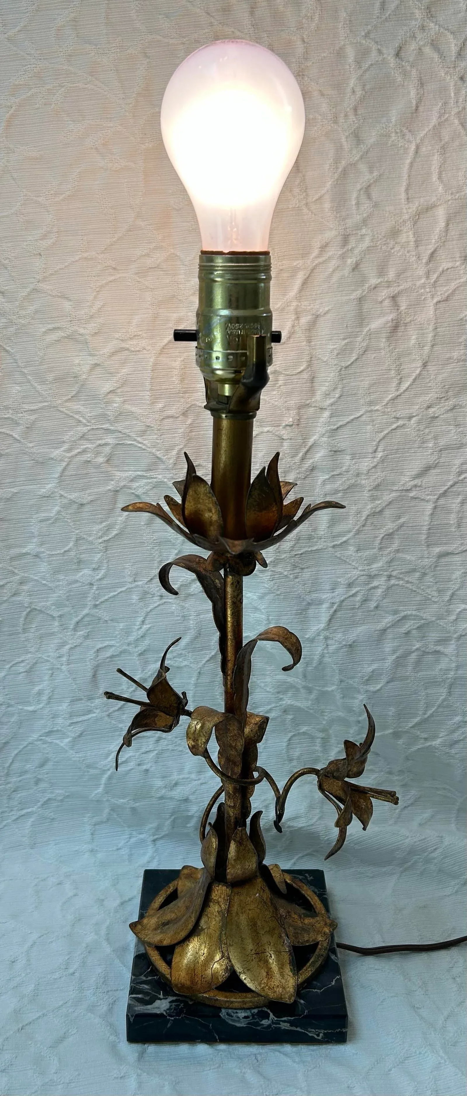 Italian Gilt Tole Table Lamp Mid Century - 10