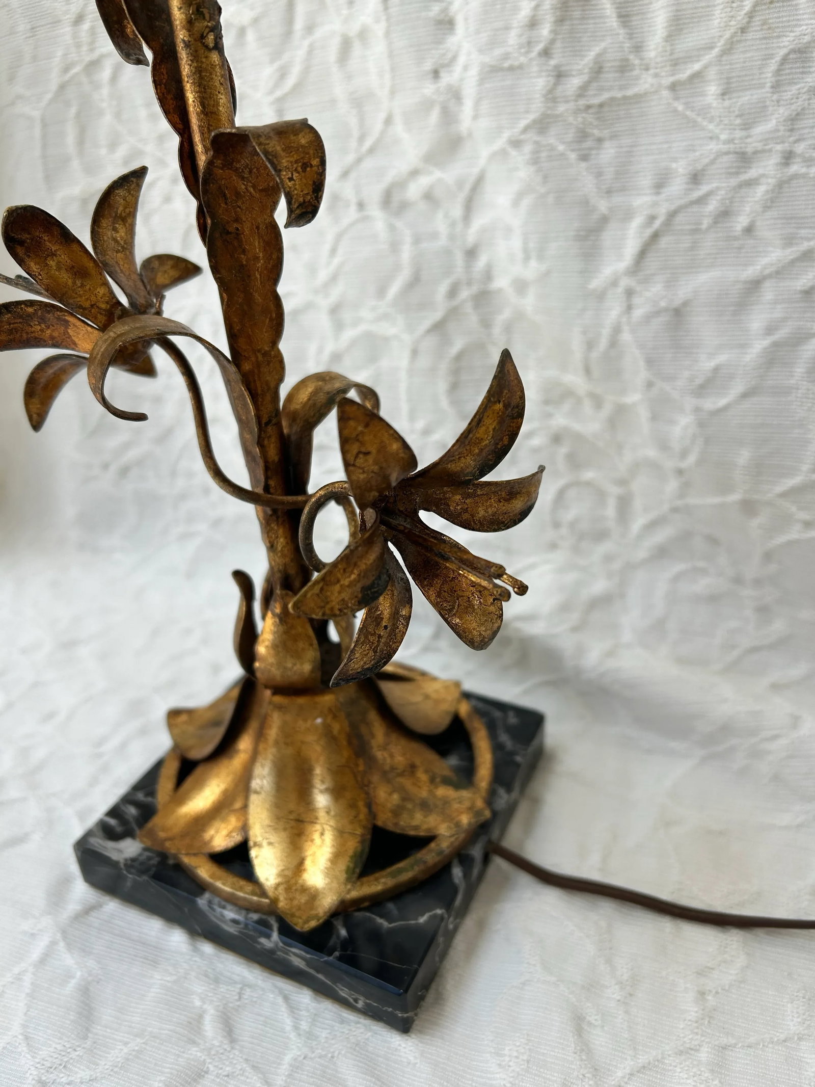 Italian Gilt Tole Table Lamp Mid Century - 2