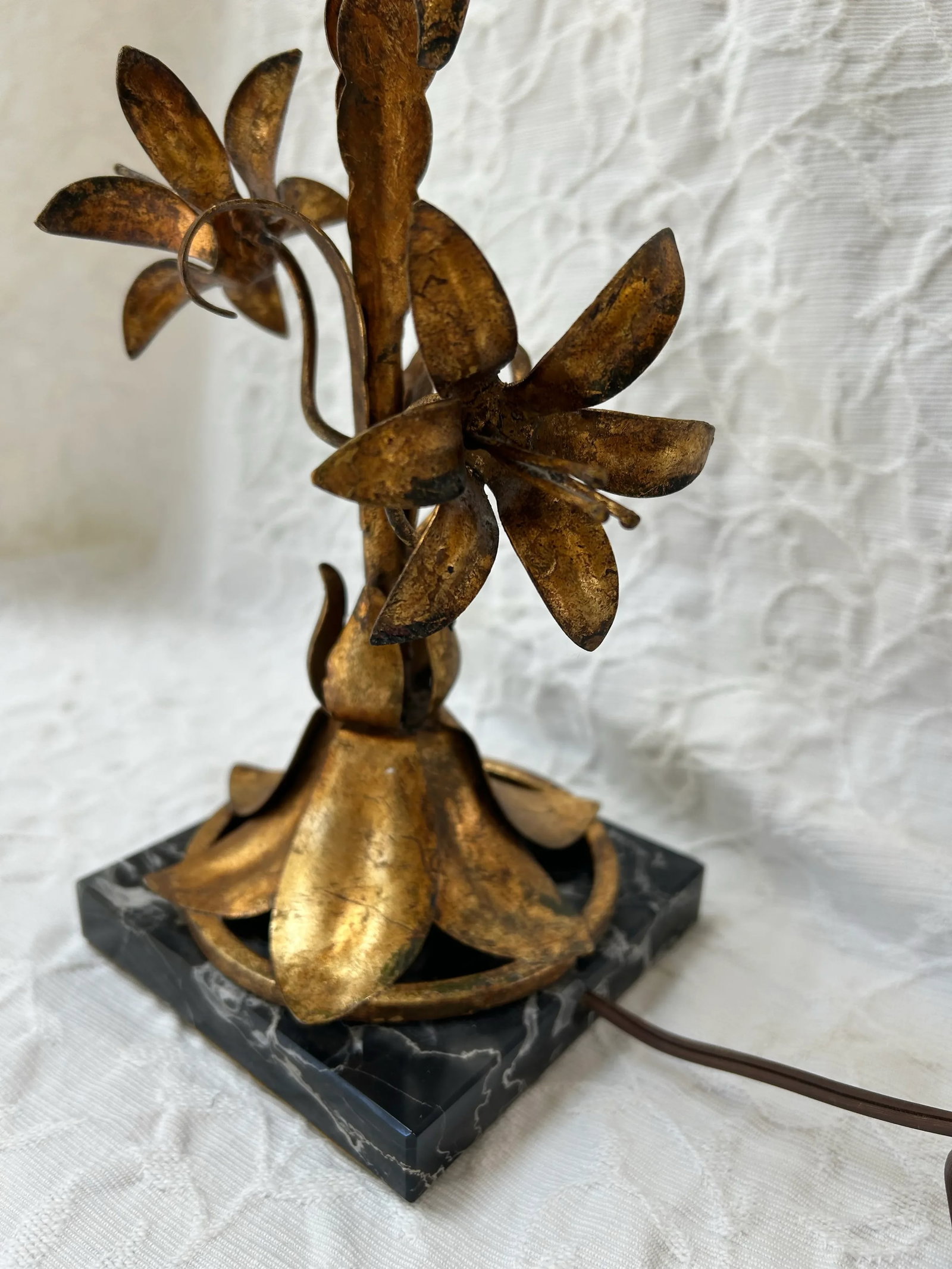Italian Gilt Tole Table Lamp Mid Century - 3