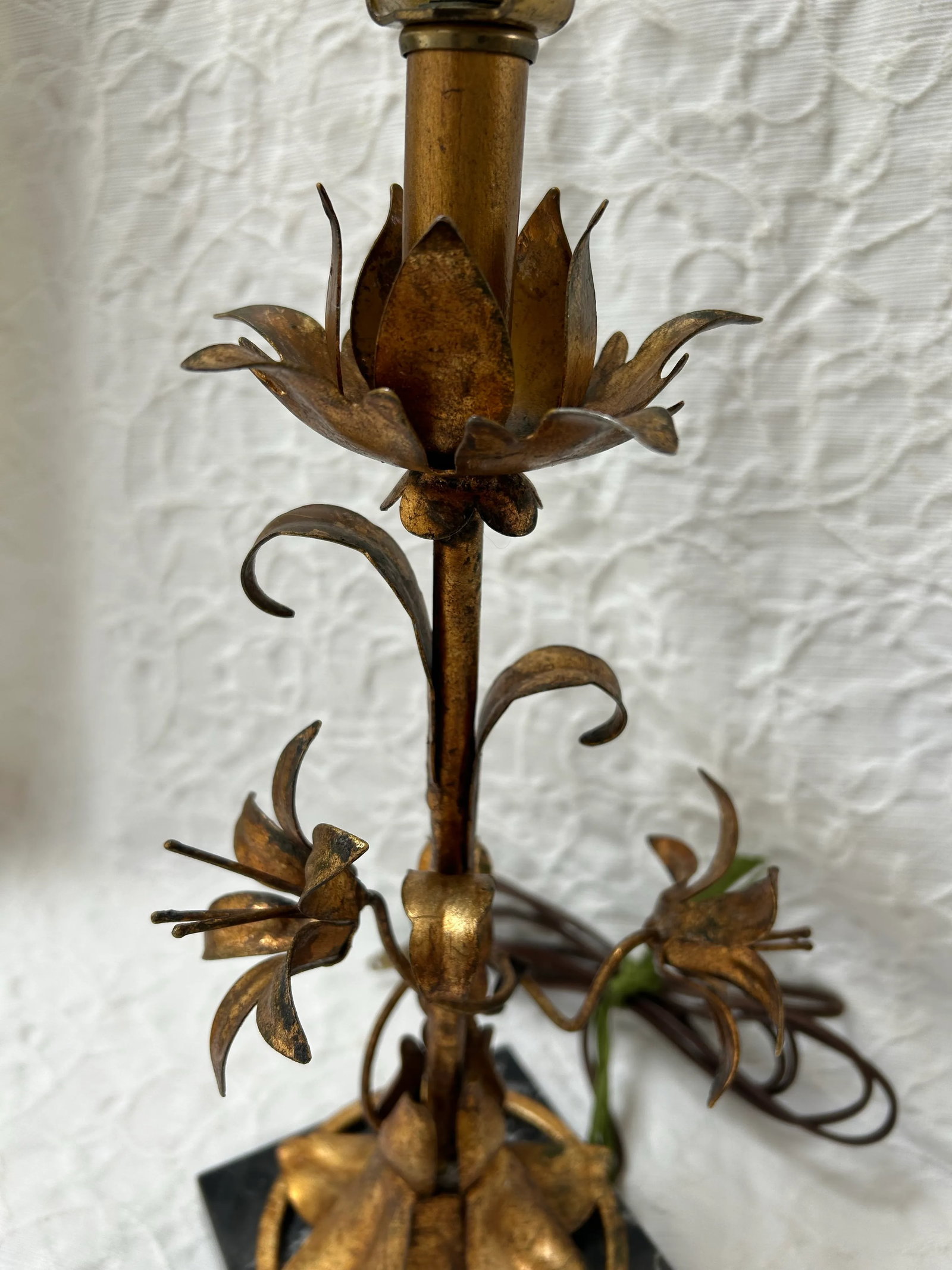 Italian Gilt Tole Table Lamp Mid Century - 6